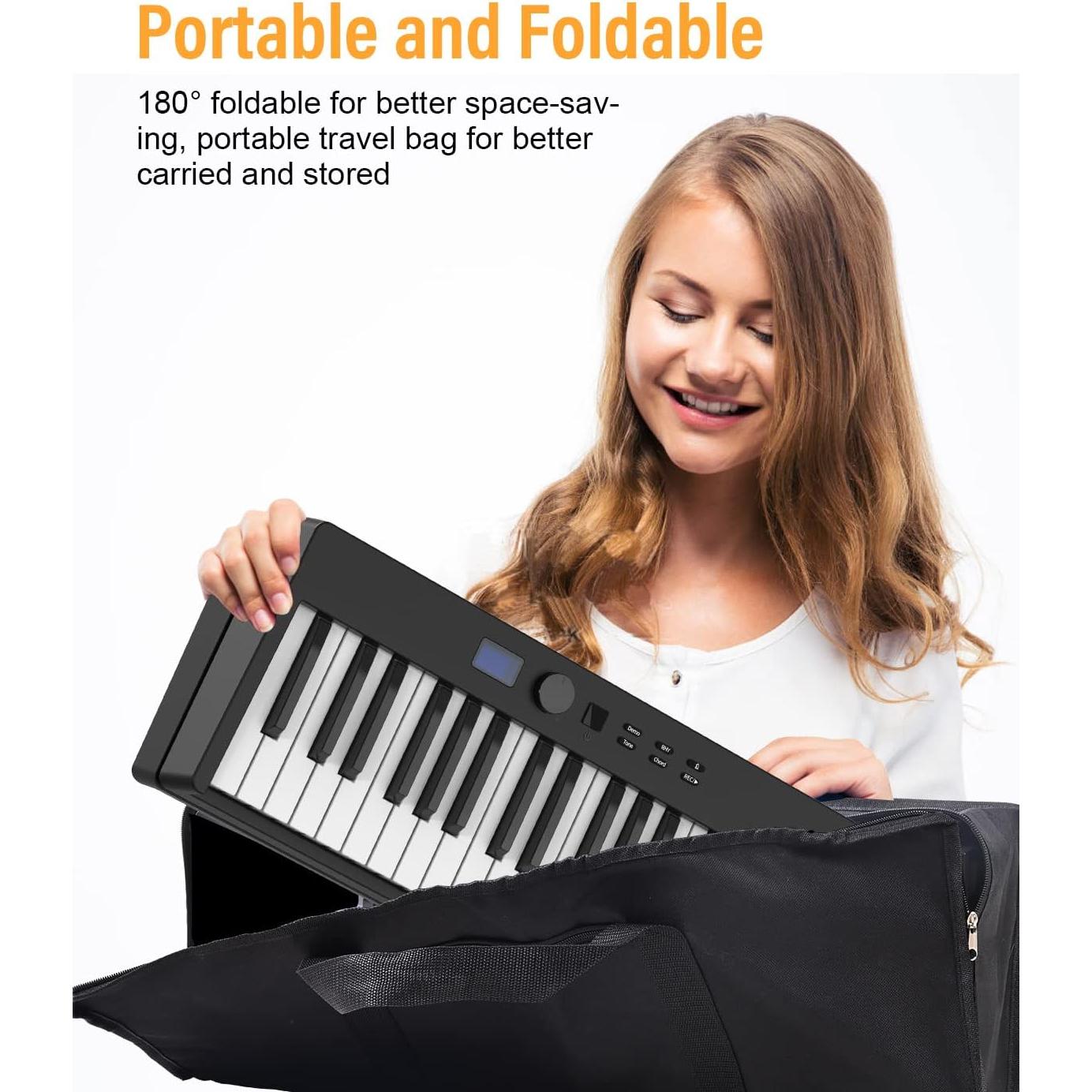 Teclado de Piano Plegable LEKATO 88 Teclas Iluminadas Negro