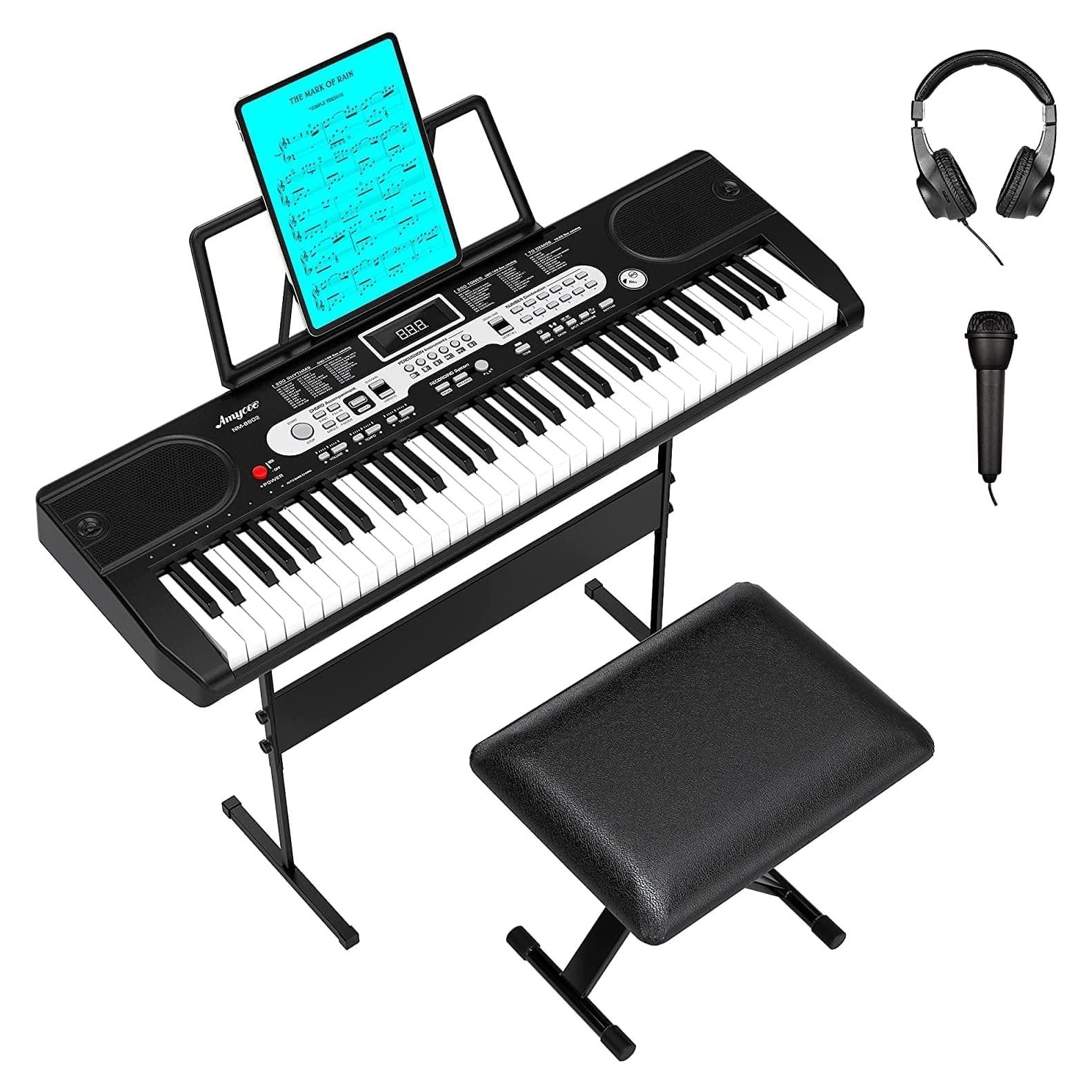 Teclado Eléctrico Homfan ZP02 61 Teclas con Micrófono y Accesorios