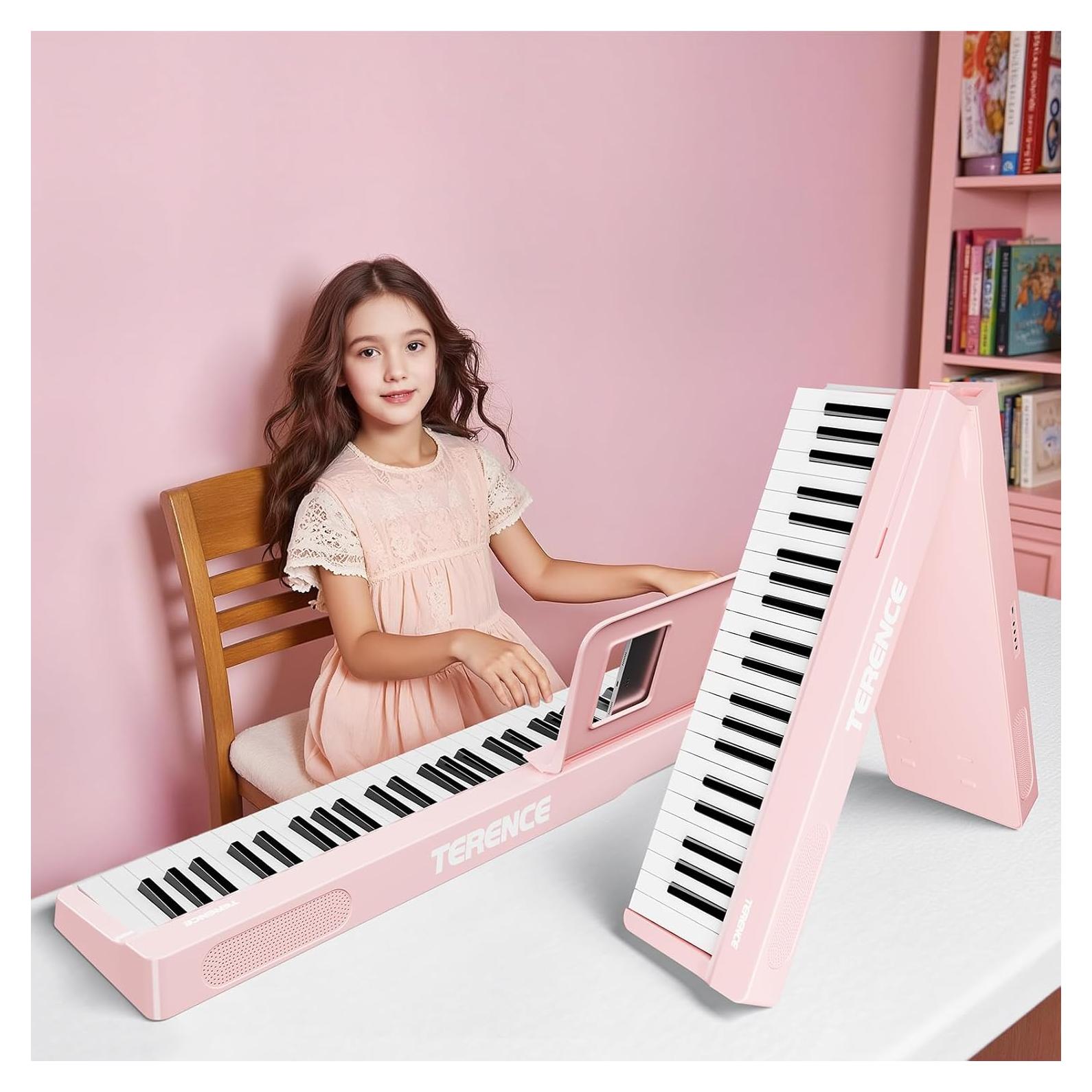 Teclado de Piano Digital Plegable TERENCE 88 Teclas Rosa