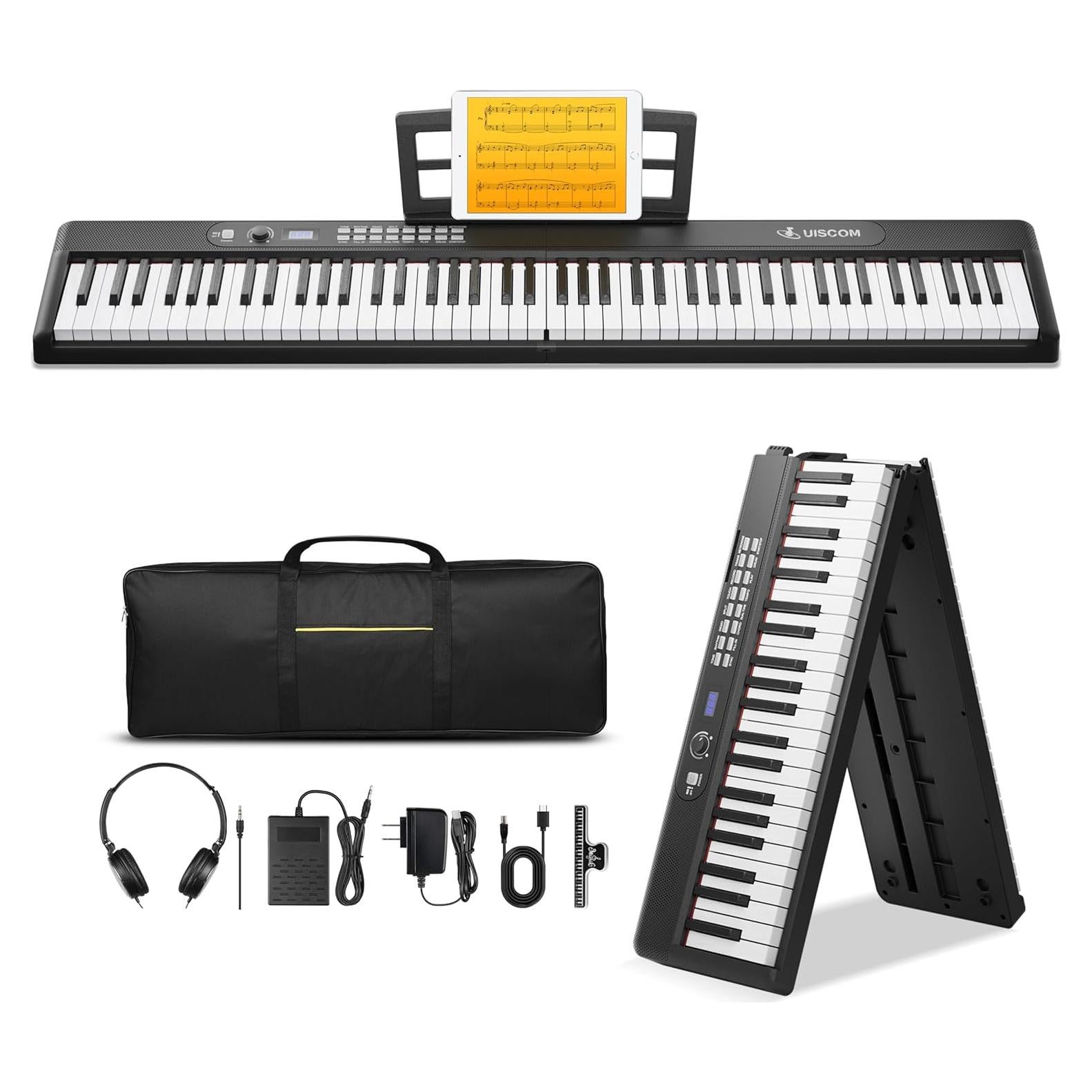 Teclado Piano Digital Portátil UISCOM 88 Teclas Semi Pesado Negro