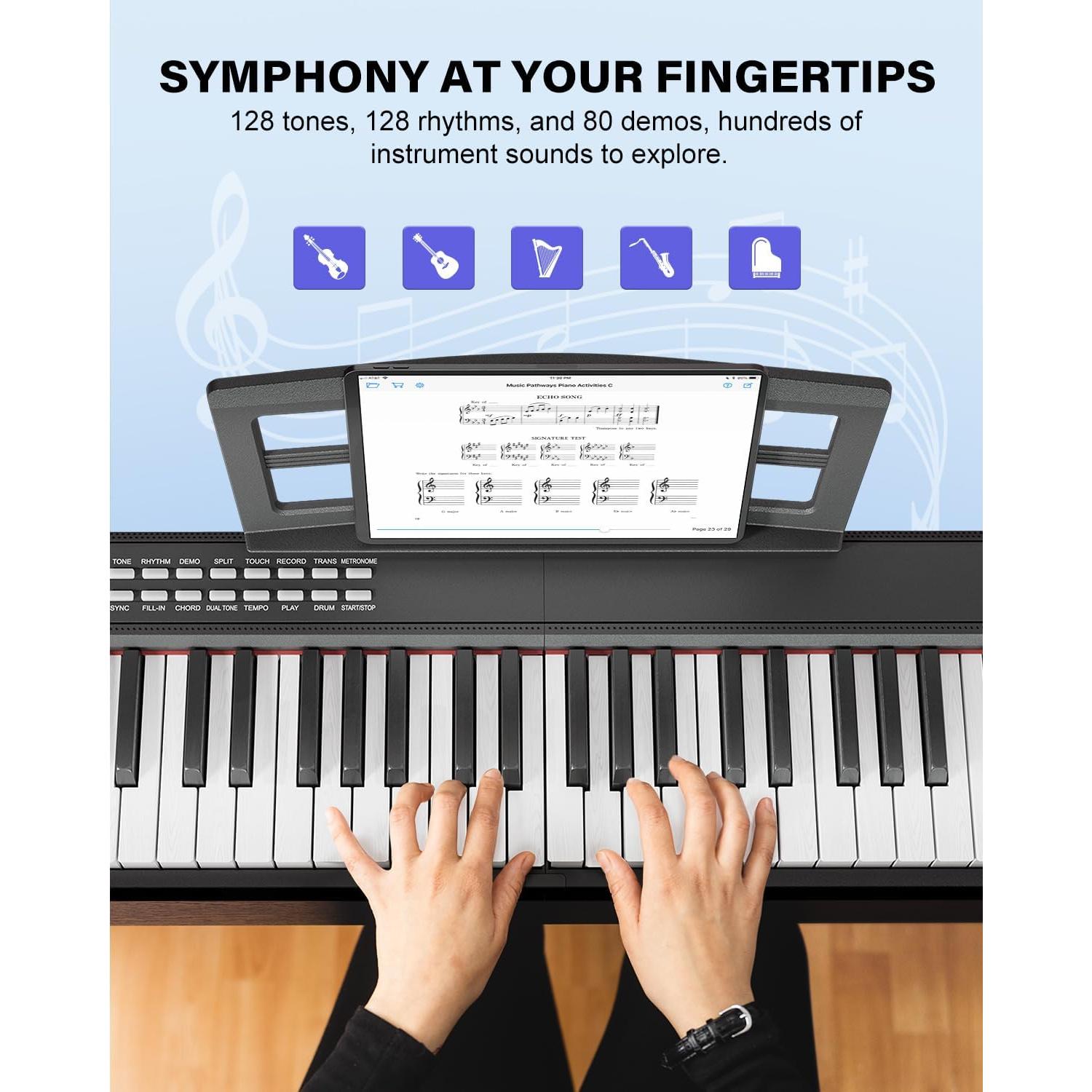 Teclado Piano Digital Portátil UISCOM 88 Teclas Semi Pesado Negro