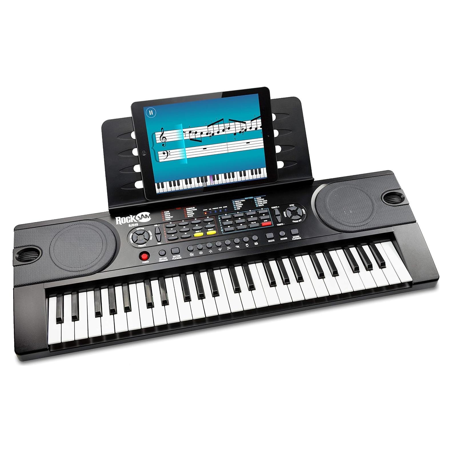 Piano Teclado RockJam 49 Teclas Negro con Lecciones Simply Piano