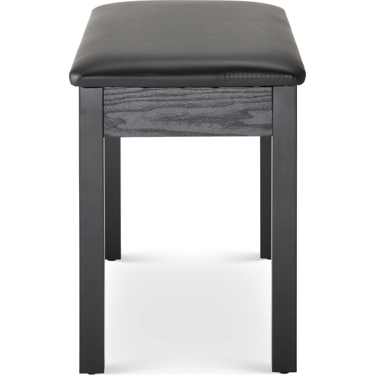 Banco de Teclado On-Stage KB8802B, Madera Negra, Acolchado