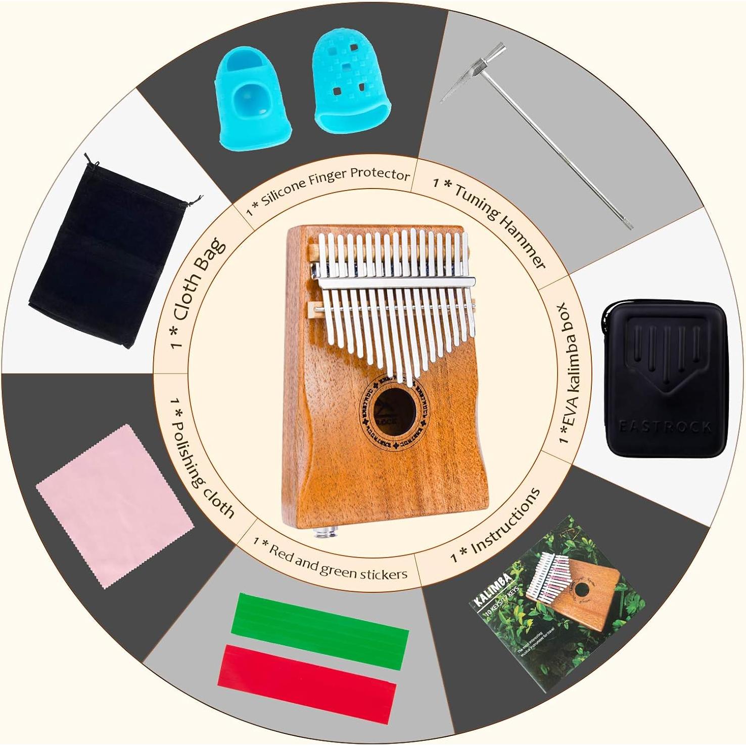 Kalimba Eléctrica EASTROCK 17 Teclas Caoba con Pickup