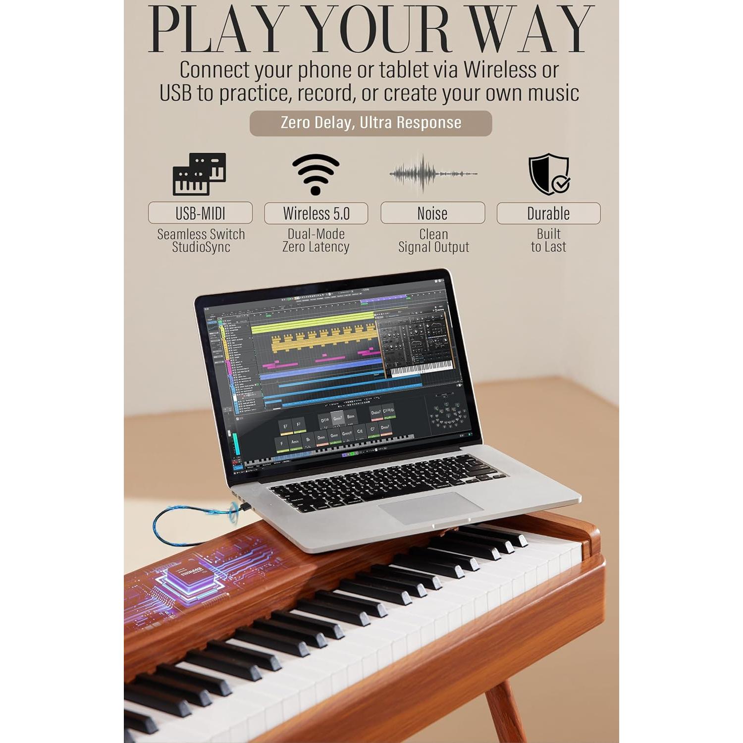 Piano Digital AKLOT AUR-LS01 88 Teclas con Pantalla Táctil