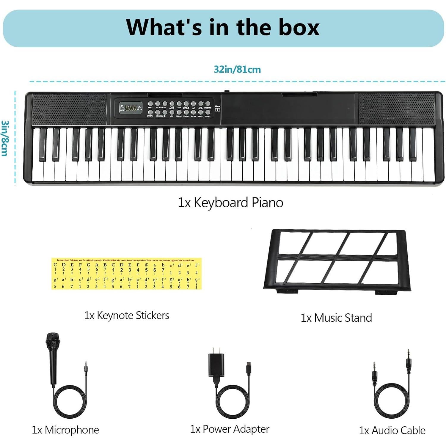 Teclado Electrónico Compacto 61 Teclas VEIYOUMO Piano-889P