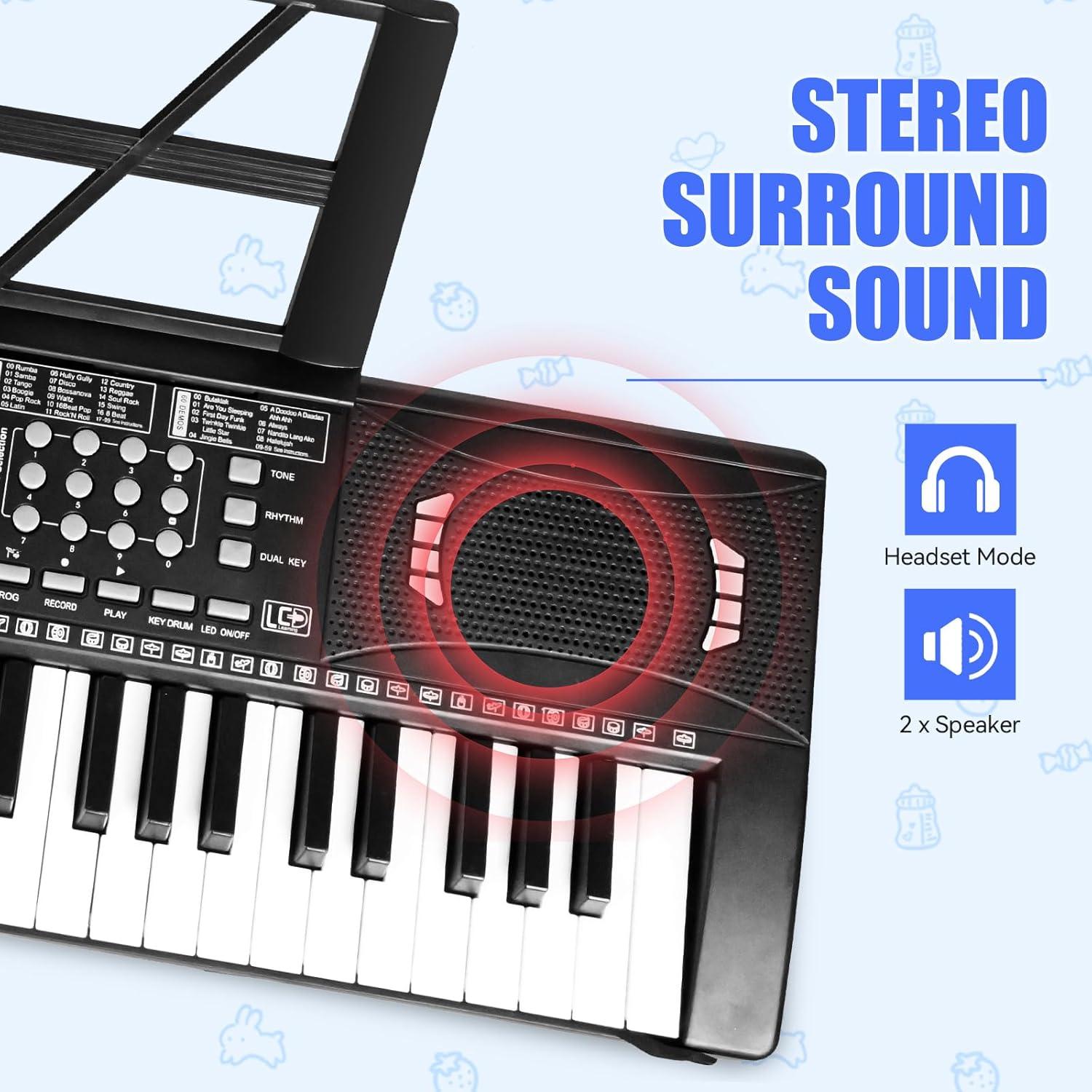 Teclado Digital Eléctrico 61 Teclas 24HOCL con Micrófono