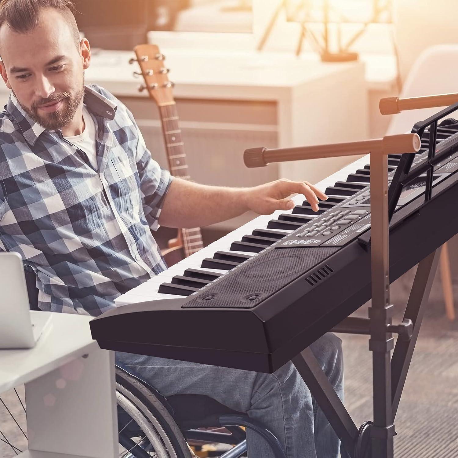 Teclado Digital Eléctrico 61 Teclas 24HOCL con Micrófono