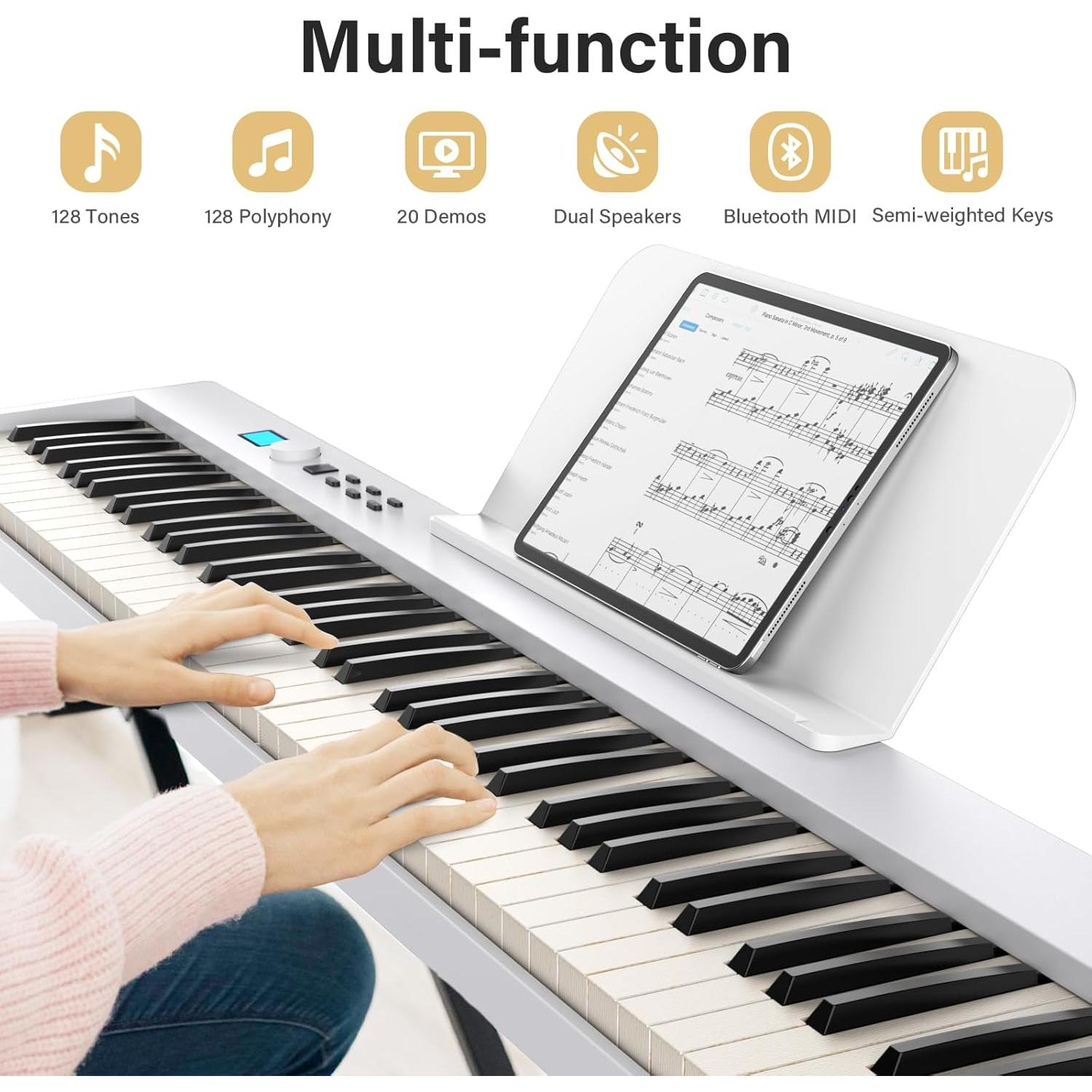 Piano Digital Plegable BESFAN PJ88C 88 Teclas Semi-Pesadas