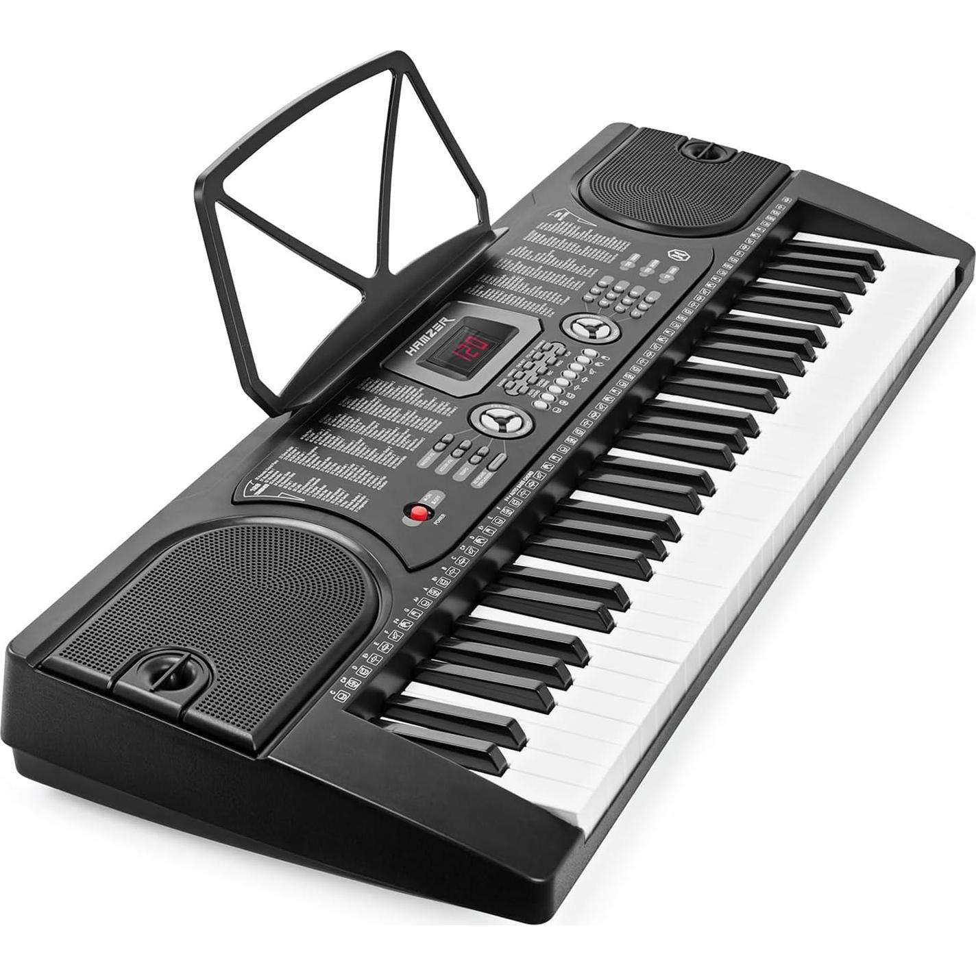 Piano Electrónico Hamzer 61 Teclas con Soporte y Micrófono
