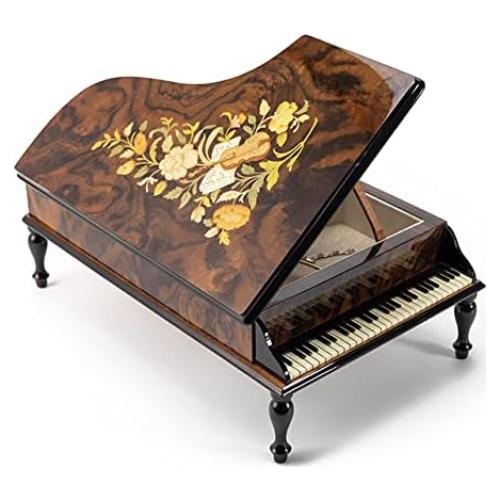 Caja de Joyería Musical MusicBoxAttic 36 Notas Floral Madera