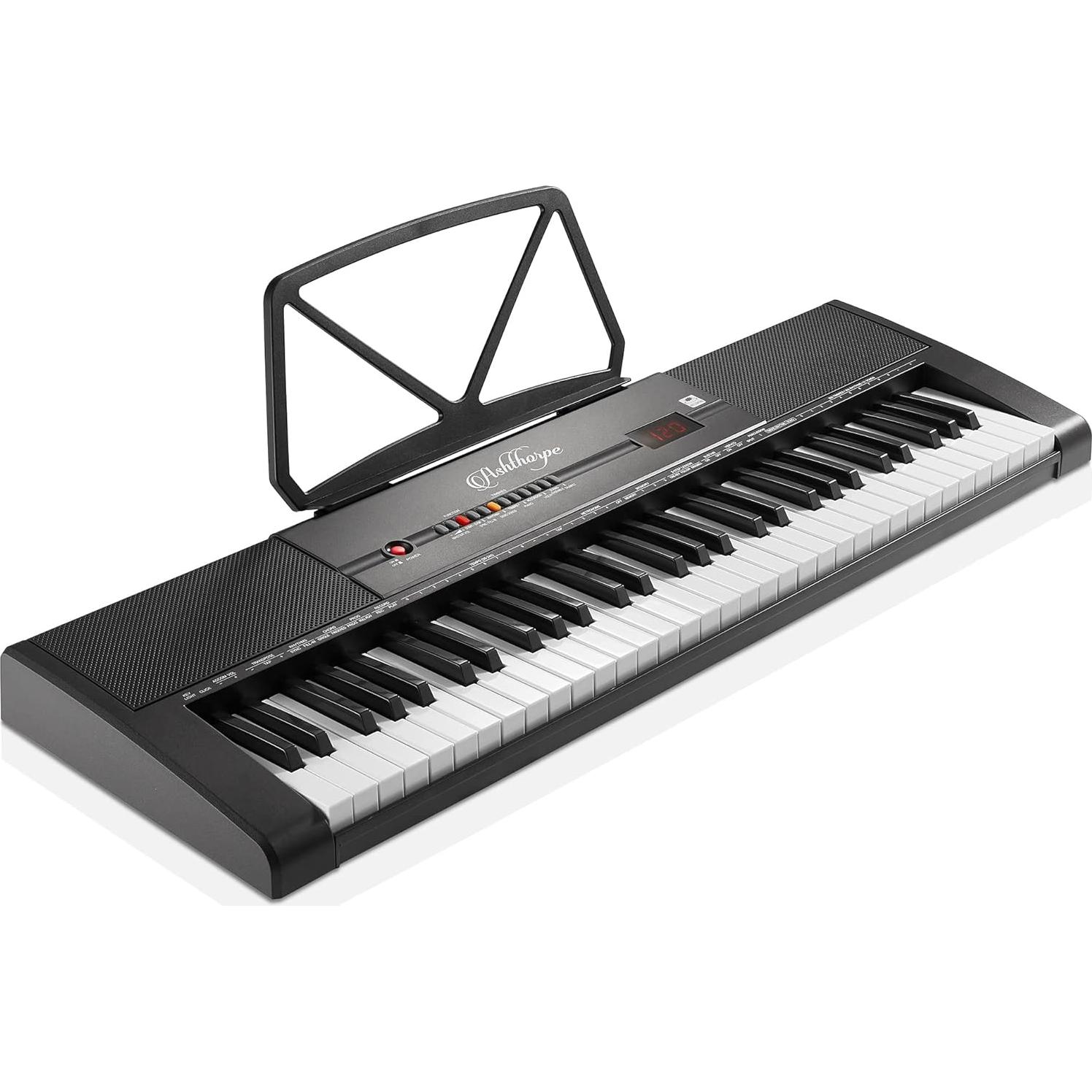 Piano Digital Ashthorpe 61 Teclas Iluminadas con Kit Completo