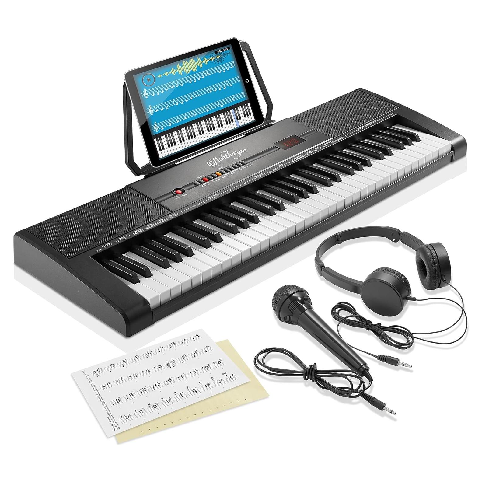 Piano Electrónico Digital Ashthorpe 61 Teclas con Kit Completo