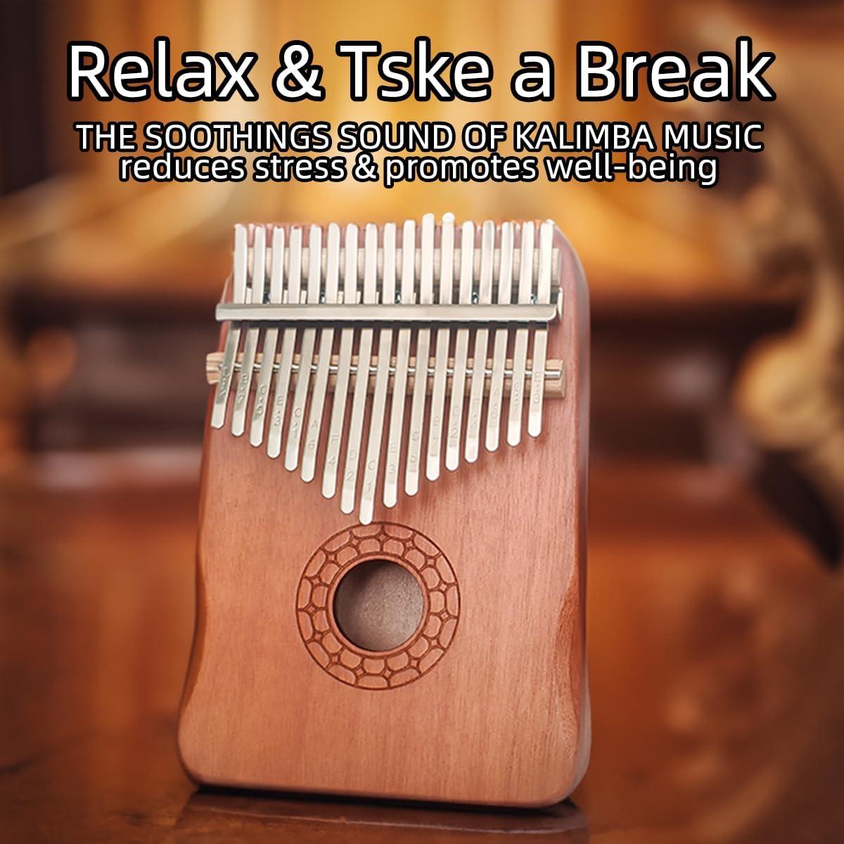 Kalimba 17 Teclas de Madera Caoba con Accesorios y Manual