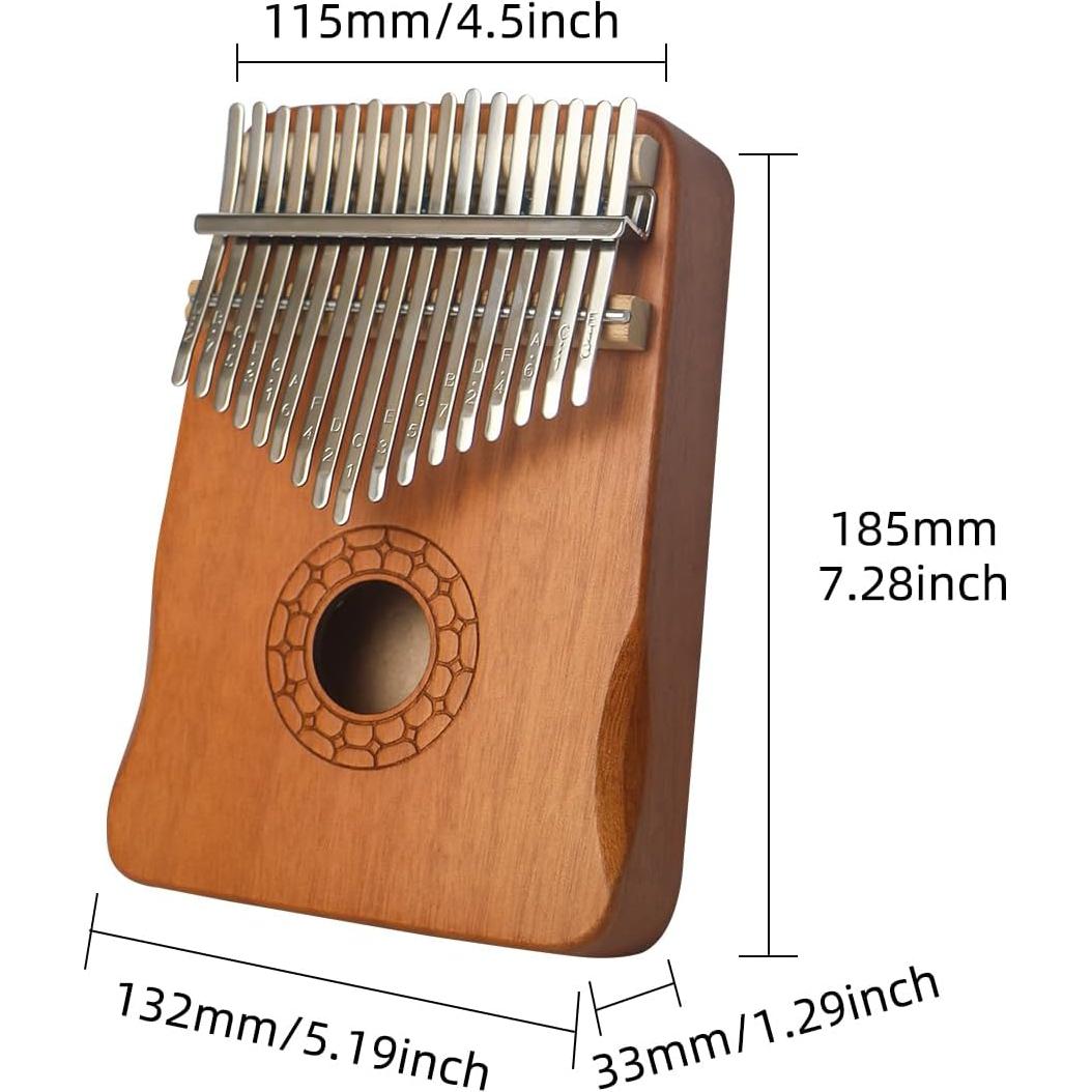 Kalimba 17 Teclas de Madera Caoba con Accesorios y Manual