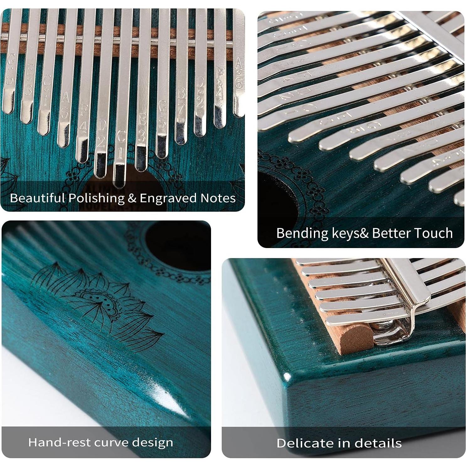 Kalimba 17 Teclas Verde Ubblove - Piano de Pulgar Portátil