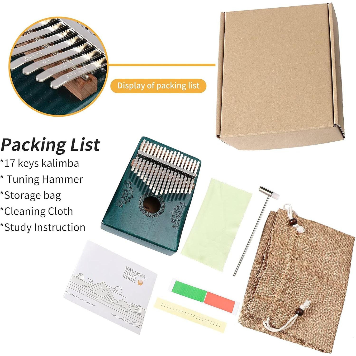 Kalimba 17 Teclas Verde Ubblove - Piano de Pulgar Portátil