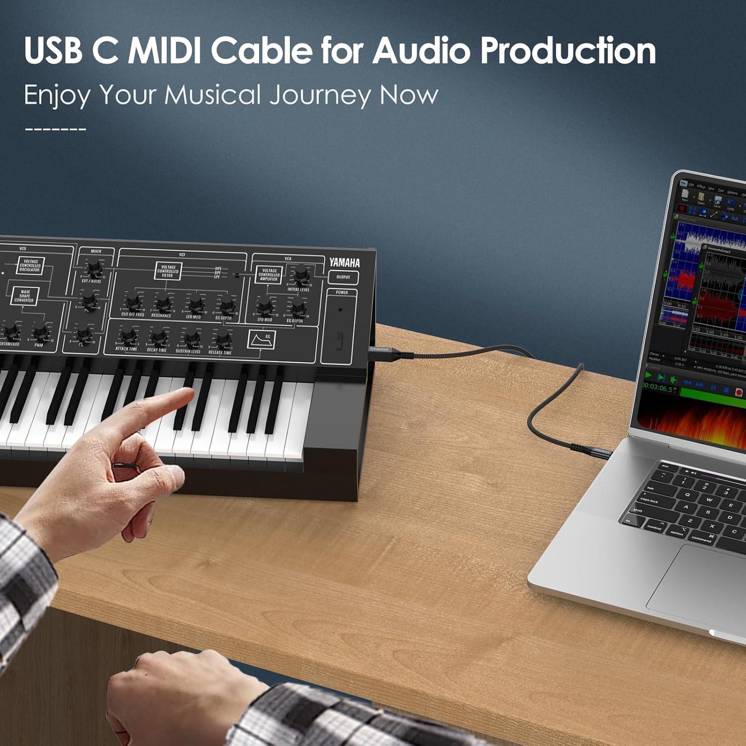 Cable de impresora USB C 15 pies KRORAS - Alta velocidad 480Mbps