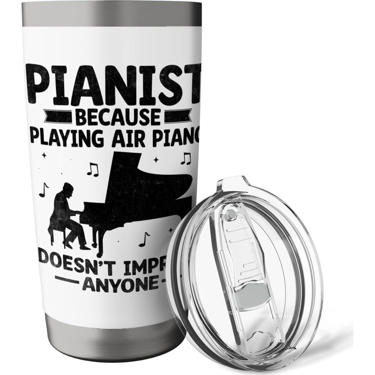 Vaso Térmico Acero Inoxidable 20 oz Blanco Pianista