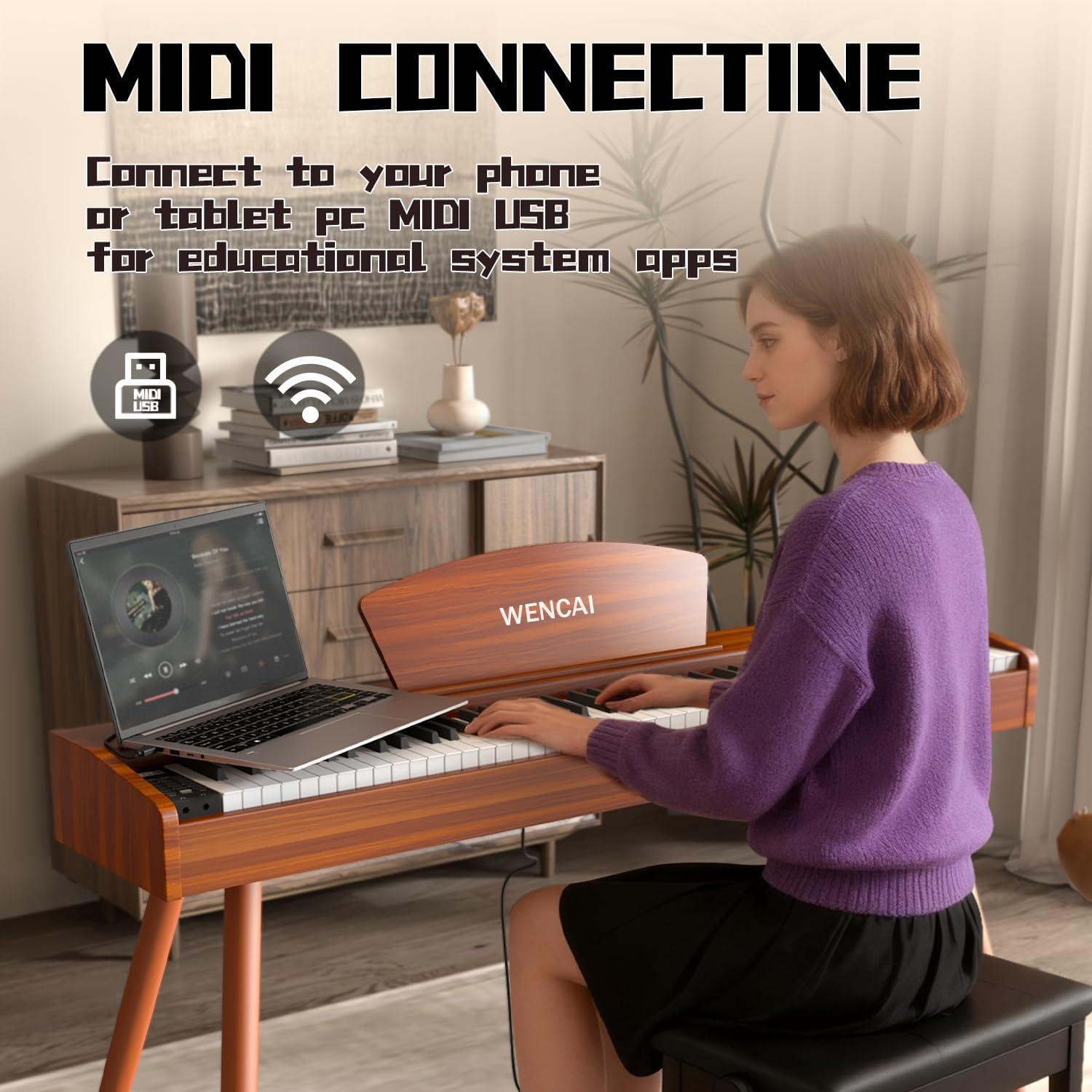 Piano Digital WENCAI 88 Teclas Ponderadas Naranja para Adultos