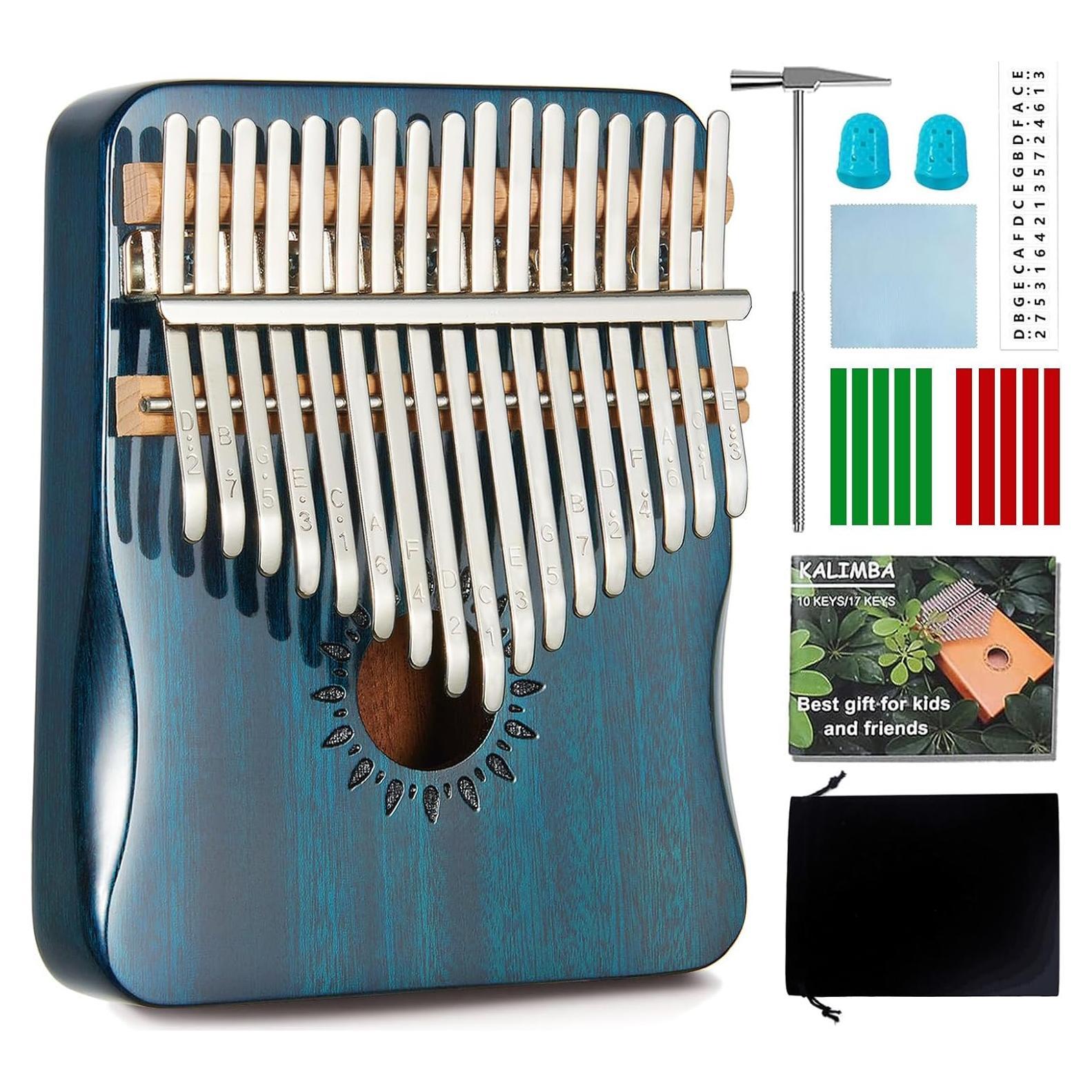 Kalimba AARVI 17 Teclas Azul - Piano de Pulgar Portátil