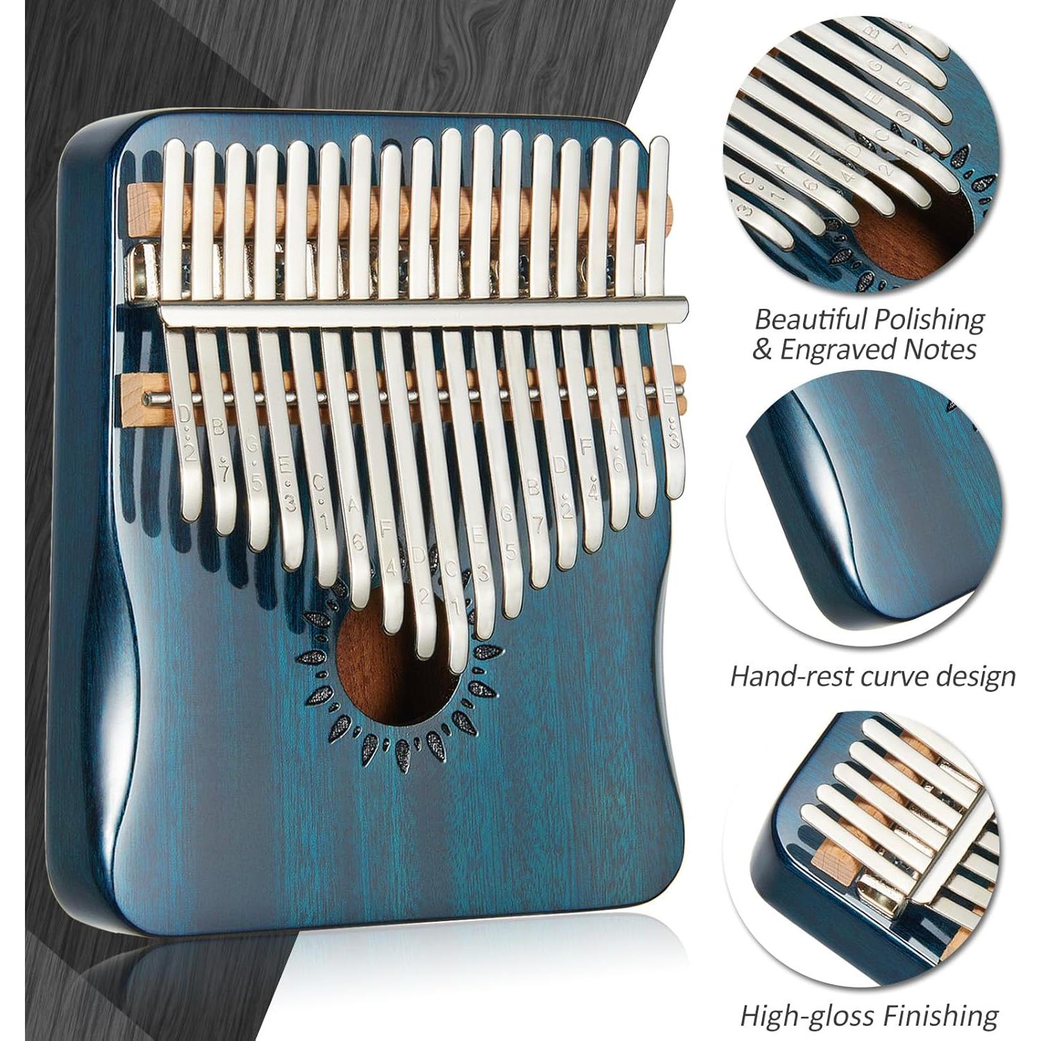 Kalimba AARVI 17 Teclas Azul - Piano de Pulgar Portátil