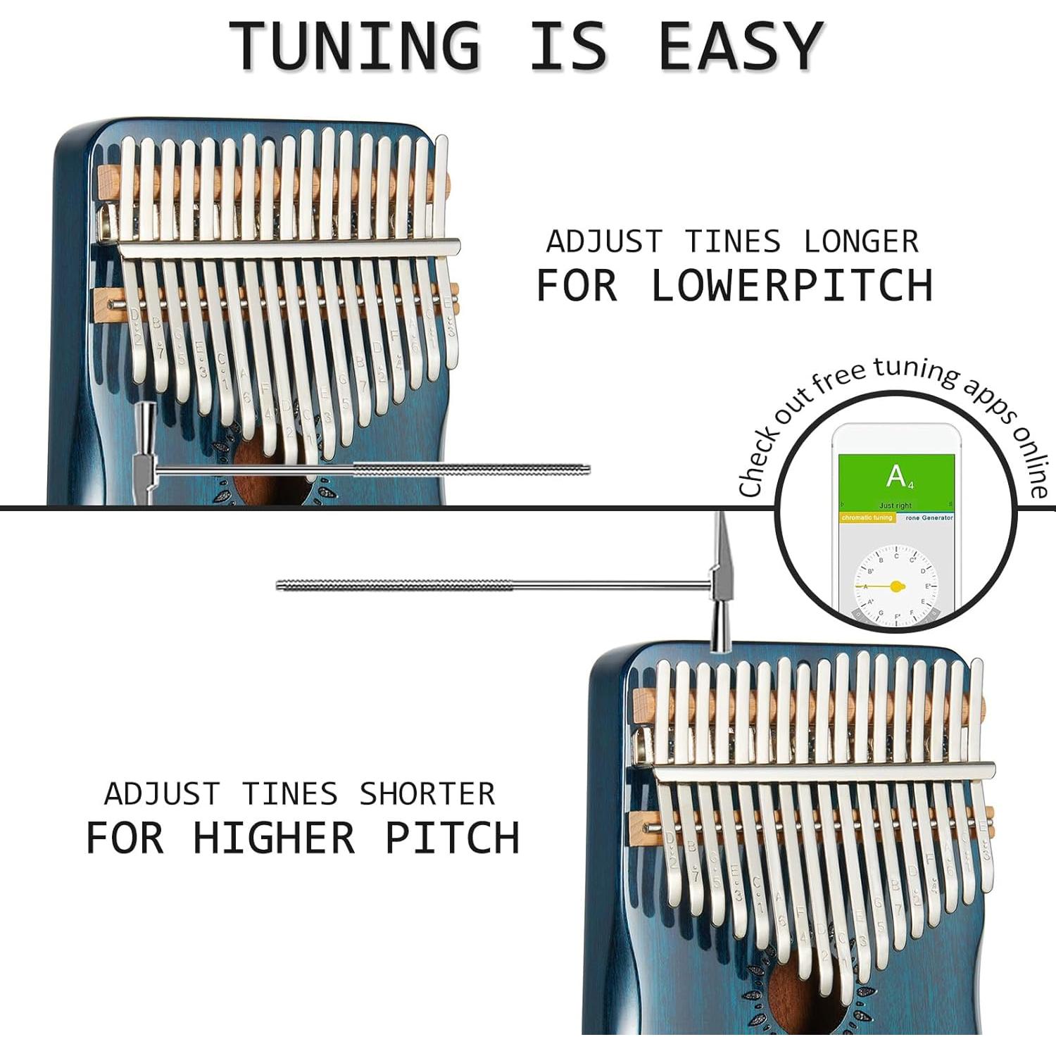 Kalimba AARVI 17 Teclas Azul - Piano de Pulgar Portátil