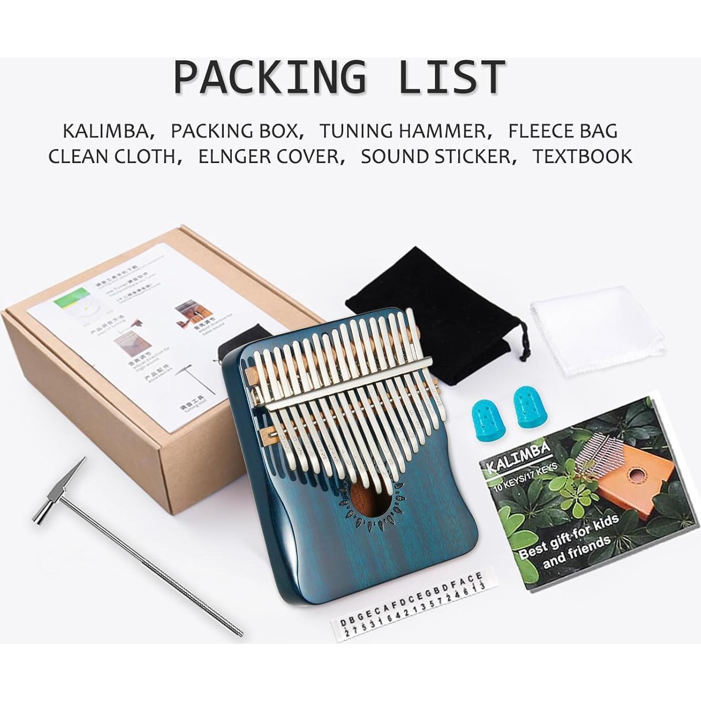 Kalimba AARVI 17 Teclas Azul - Piano de Pulgar Portátil