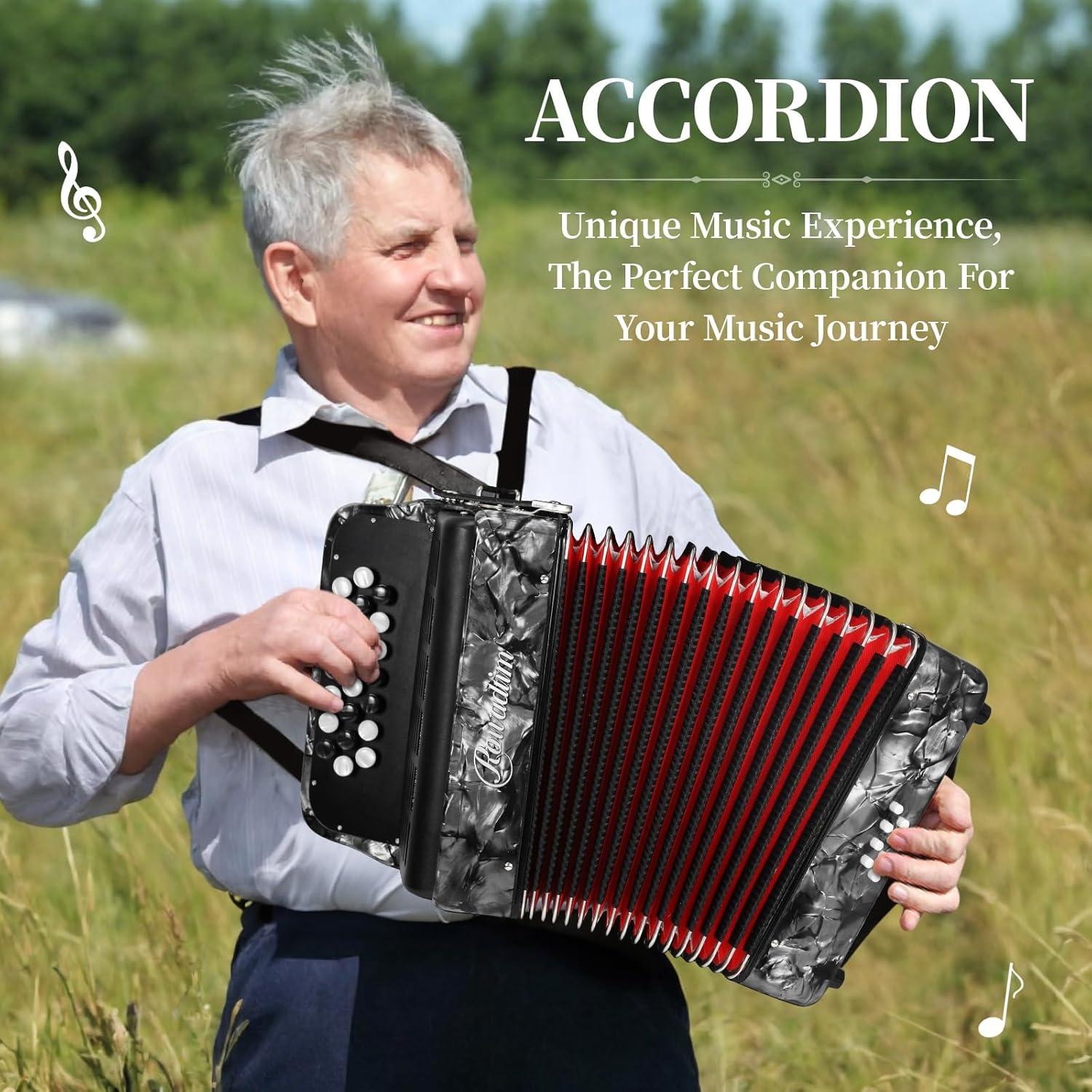 Acordeón Rowadtim MI-88-5 22 Teclas 8 Bajos Gris