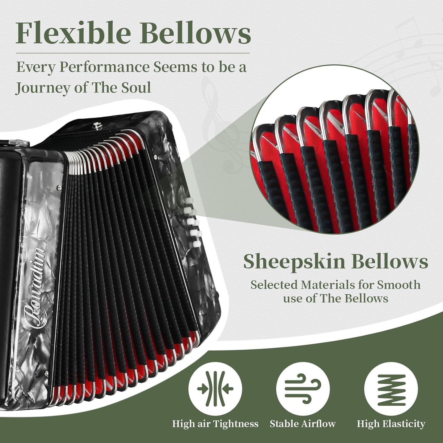 Acordeón Rowadtim MI-88-5 22 Teclas 8 Bajos Gris