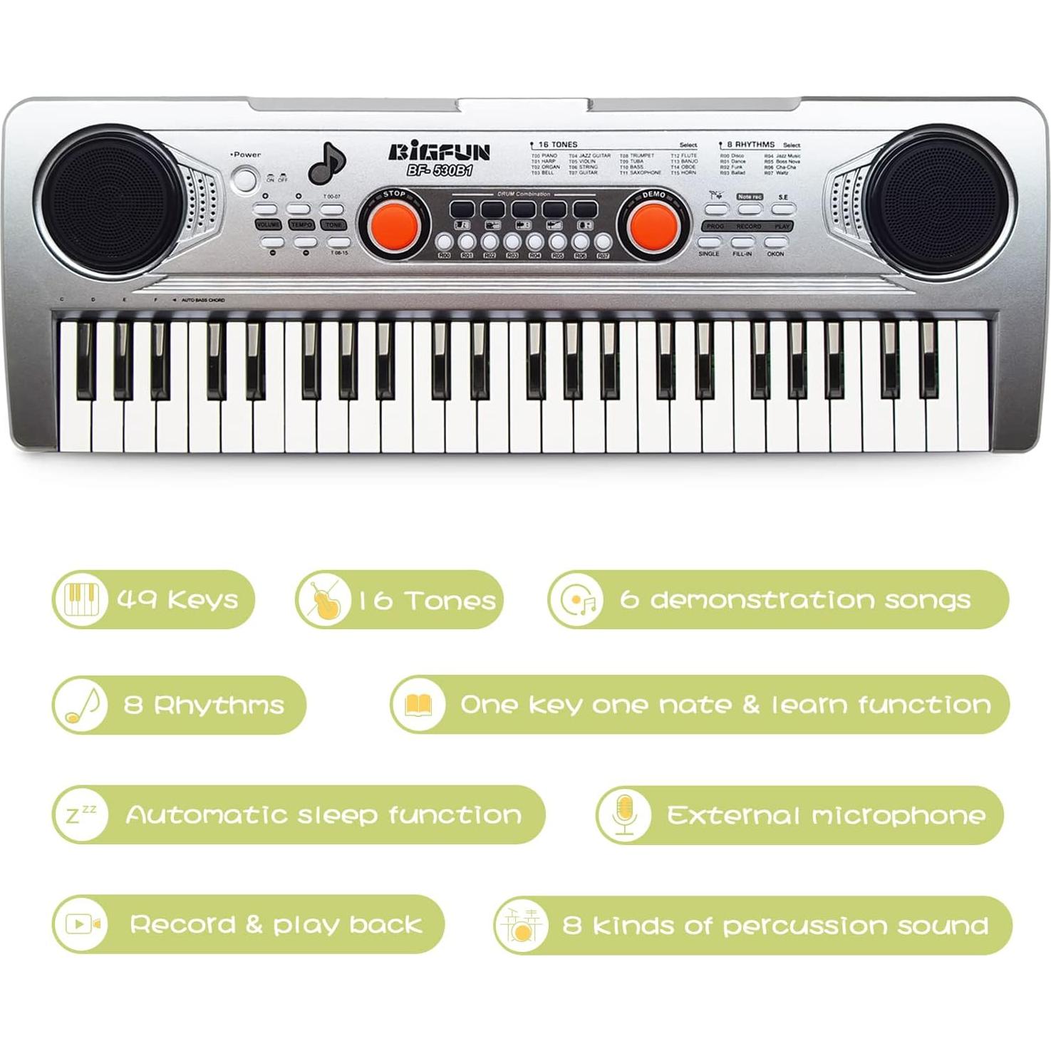 Teclado Piano Electrónico Raimy 49 Teclas para Niños 3-9 Años