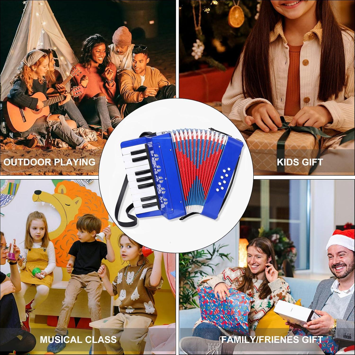 Acordeón Mini LIEKE 17 Teclas 8 Botones Bajo Azul