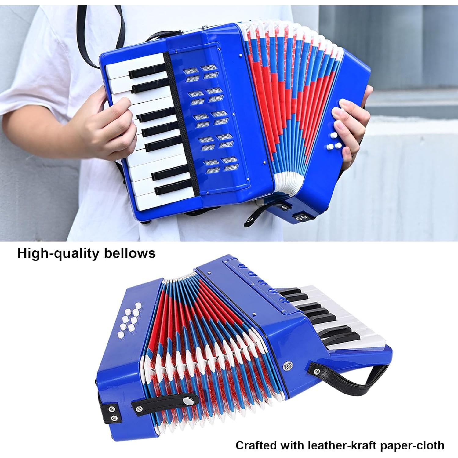 Acordeón Mini LIEKE 17 Teclas 8 Botones Bajo Azul