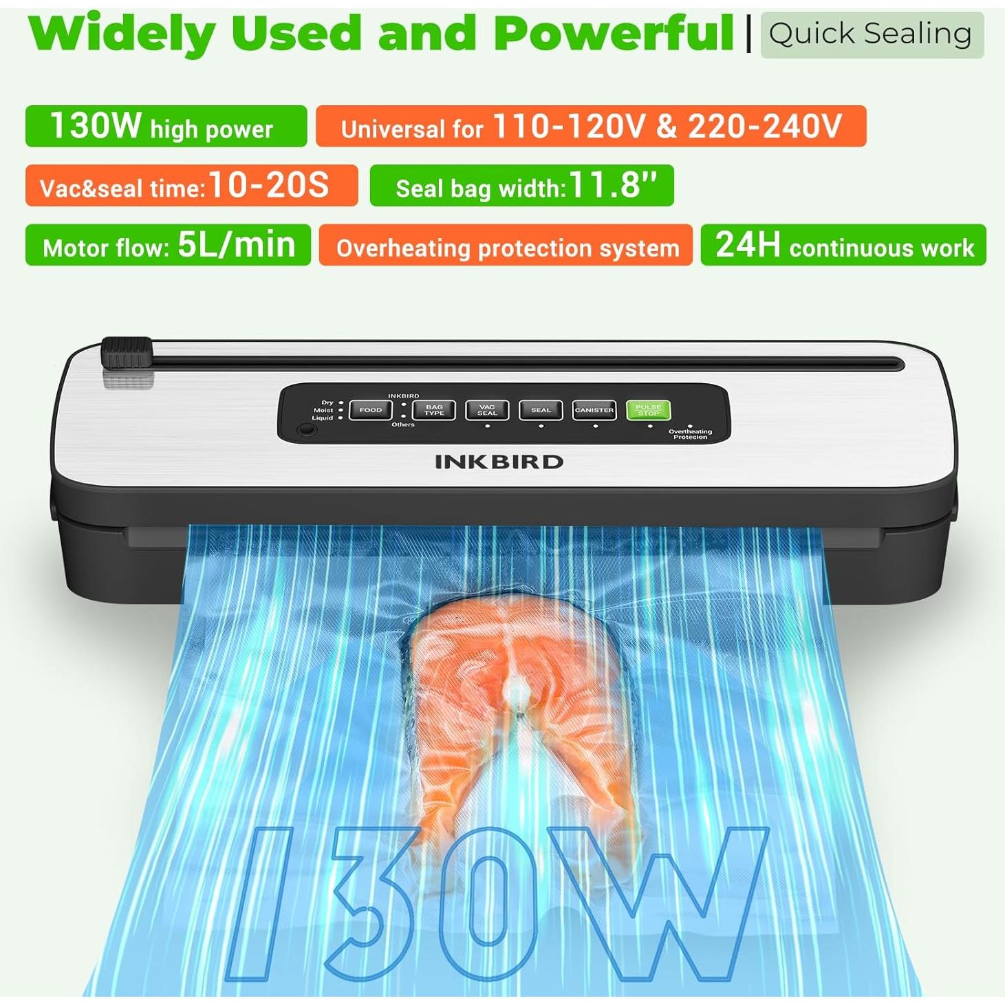 Selladora al Vacío Inkbird INK-VS05 130W Compacta con Cortador