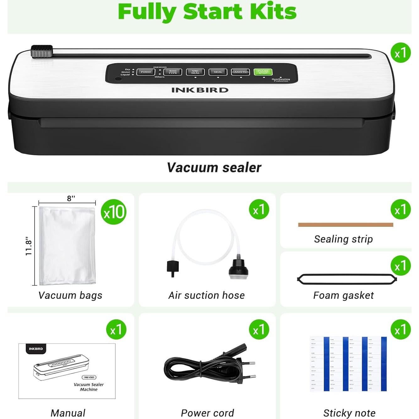 Selladora al Vacío Inkbird INK-VS05 130W Compacta con Cortador