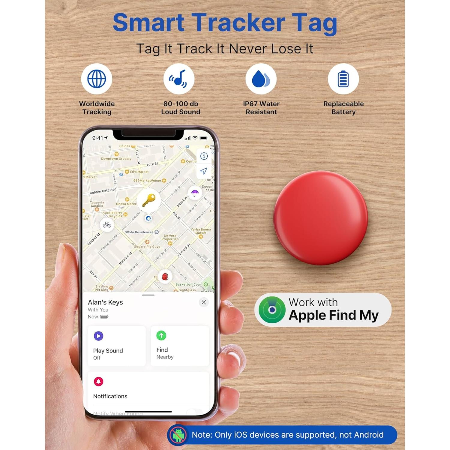 Localizador Bluetooth Aircovered 4 Pack - Compatible con Apple Find My