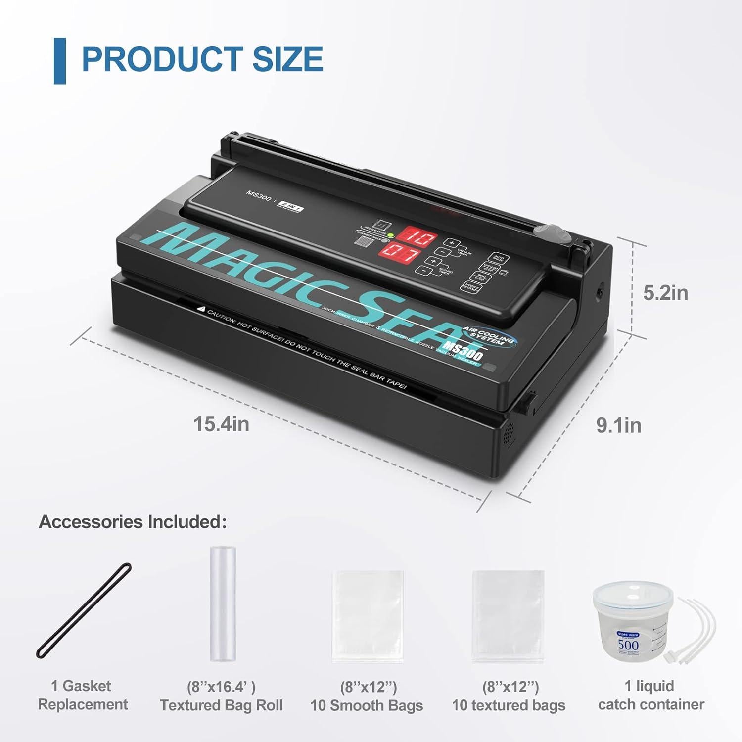 Sellador al Vacío MAGIC SEAL MS300 Doble Bomba 8mm