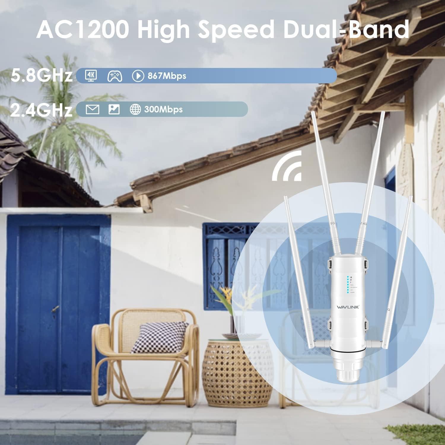Extensor de WiFi Exterior WAVLINK AC1200 Doble Banda 1200Mbps
