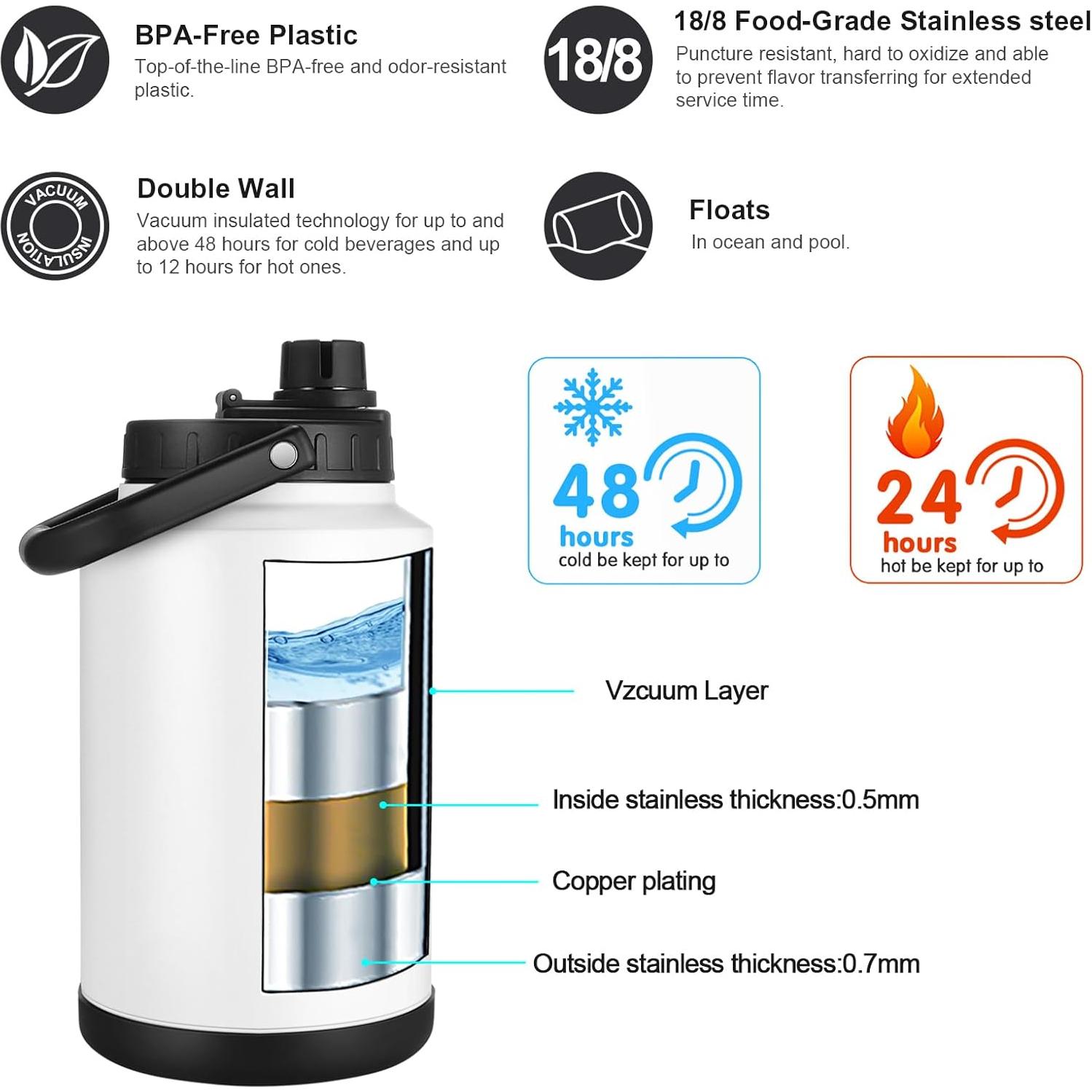 Jarra de Agua Aislada Sursip 128 Oz Acero Inoxidable Verde Militar