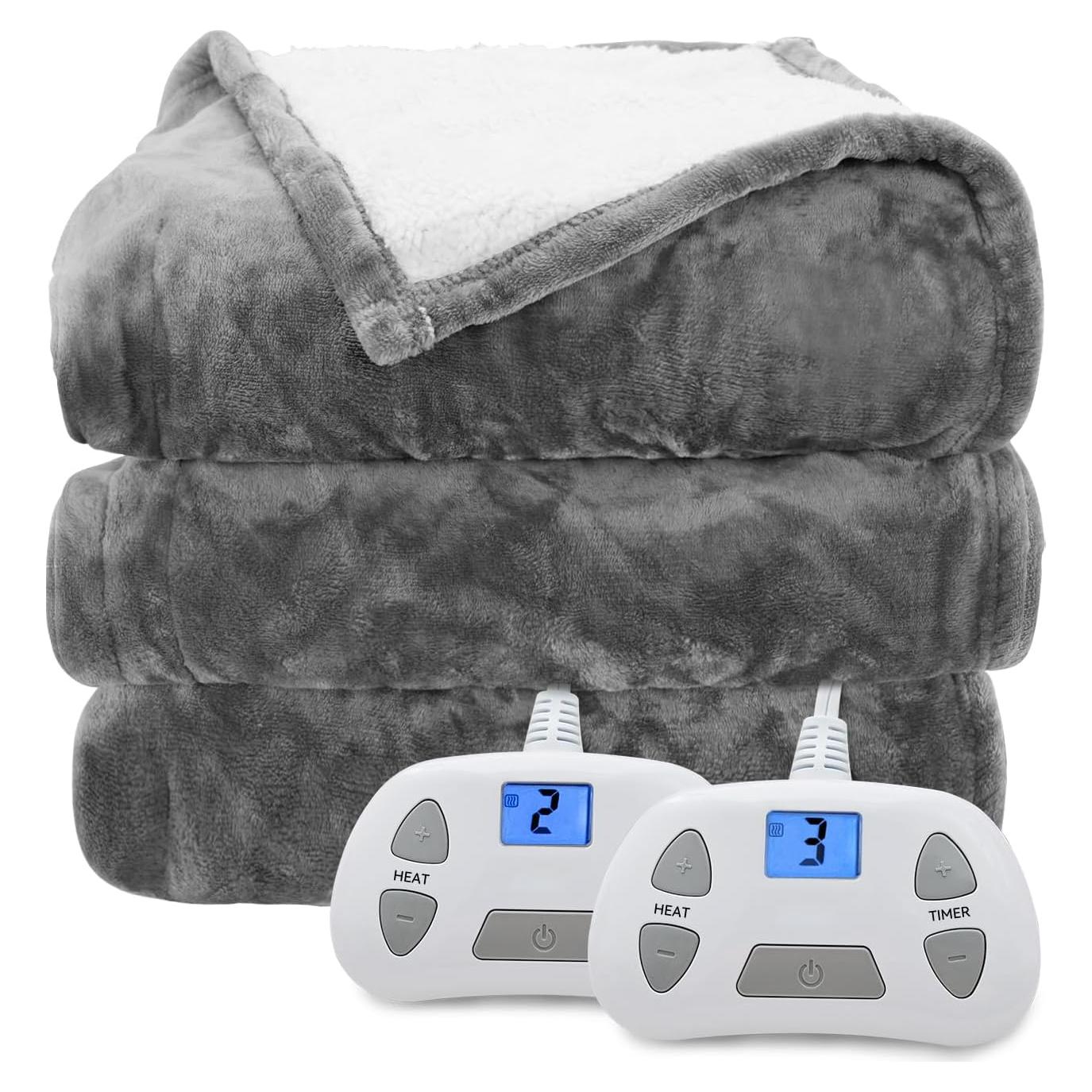 Manta Eléctrica King SoLafeel 100x90 cm 10 Niveles Calor Gris