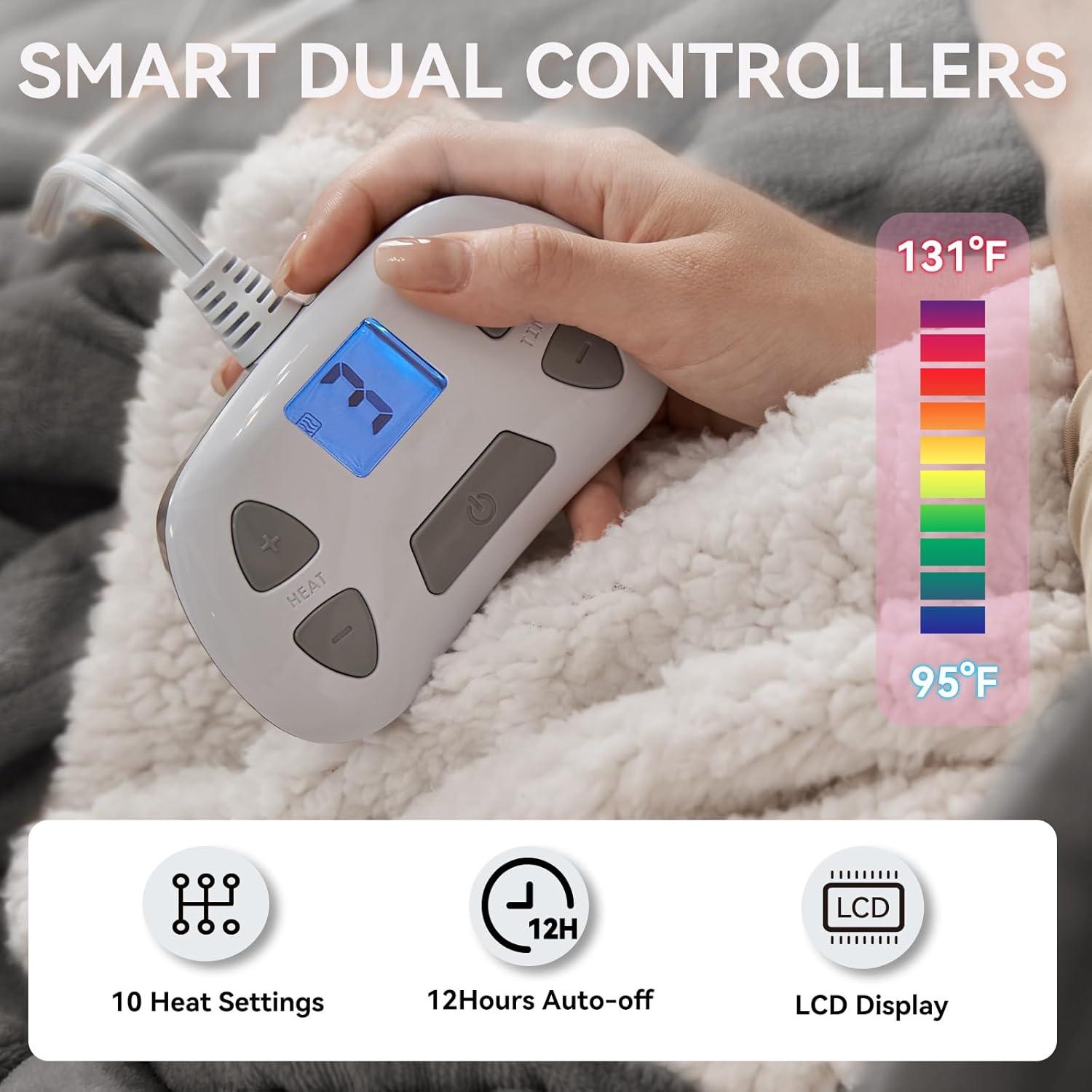 Manta Eléctrica King SoLafeel 100x90 cm 10 Niveles Calor Gris