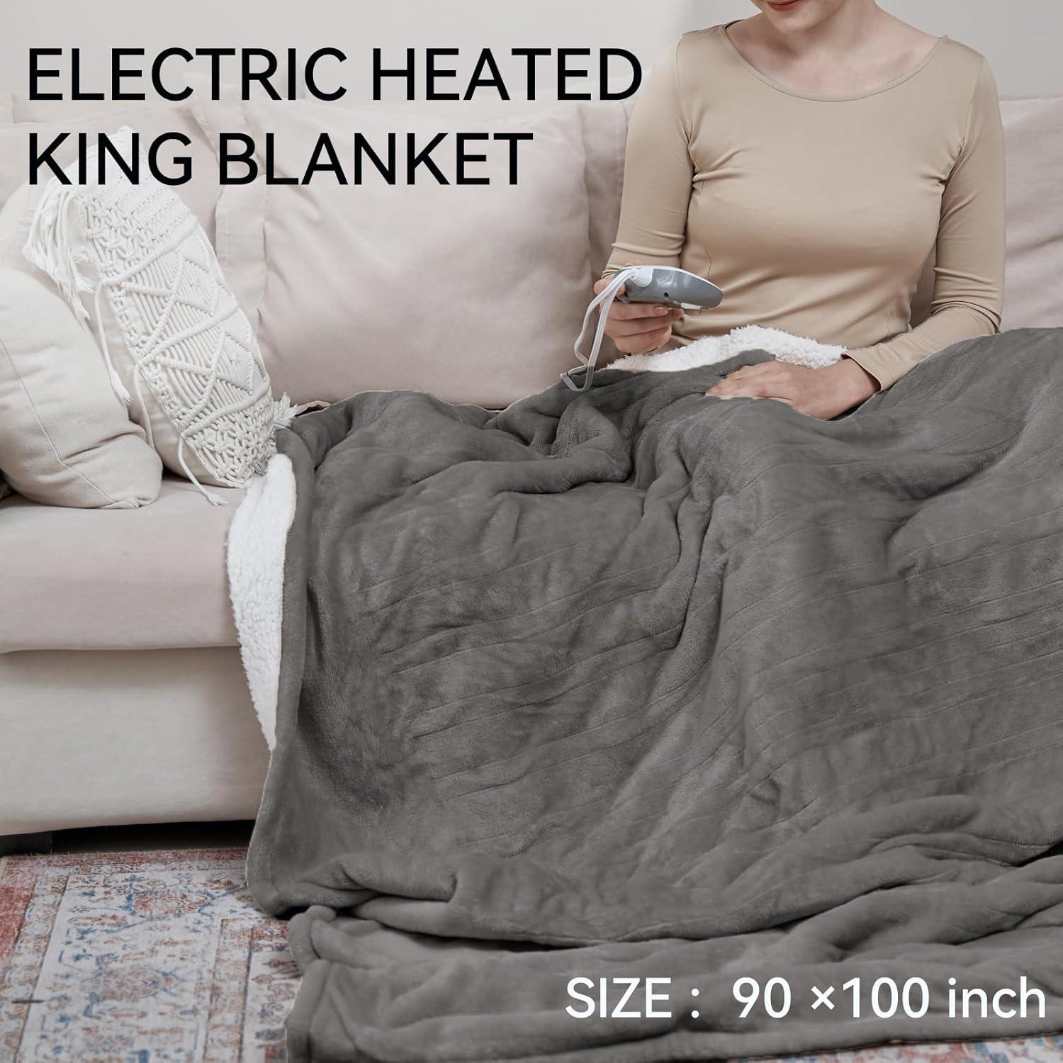 Manta Eléctrica King SoLafeel 100x90 cm 10 Niveles Calor Gris