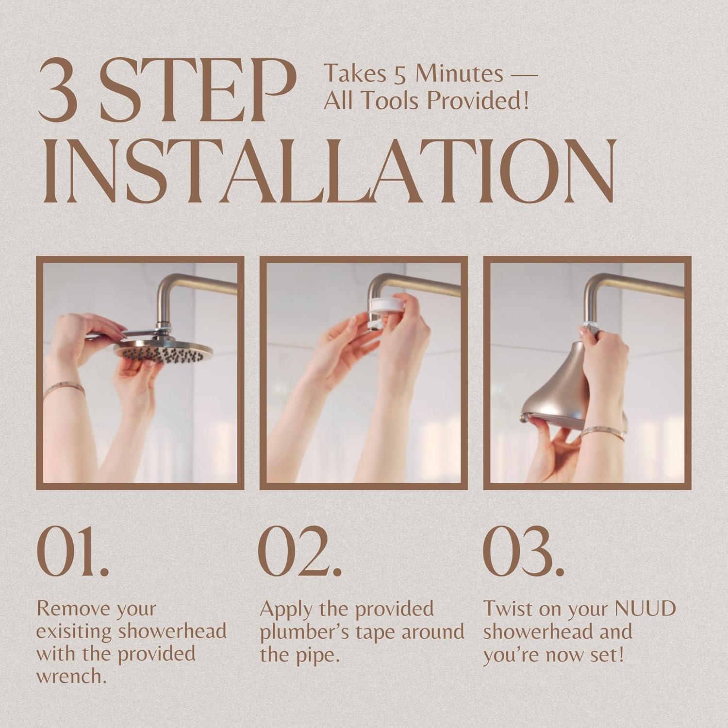 Cabezal de Ducha Filtrado NUUD Negro | Triple Filtración Cloro y Metales