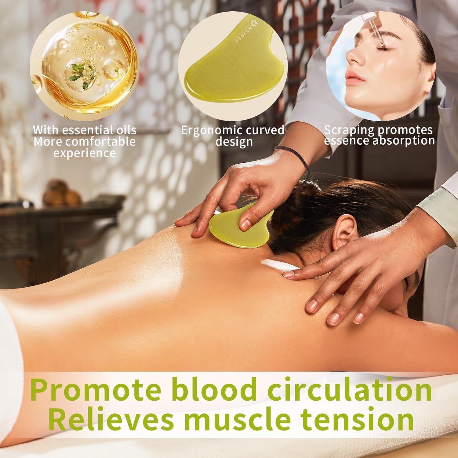 Juego de 3 Herramientas Gua Sha Jade Lusomch para Masaje Facial