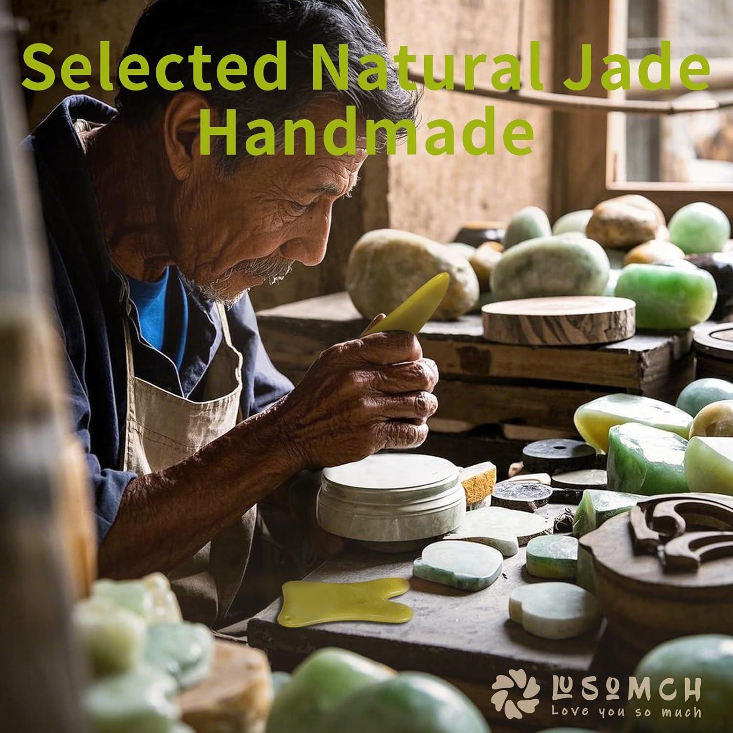 Juego de 3 Herramientas Gua Sha Jade Lusomch para Masaje Facial