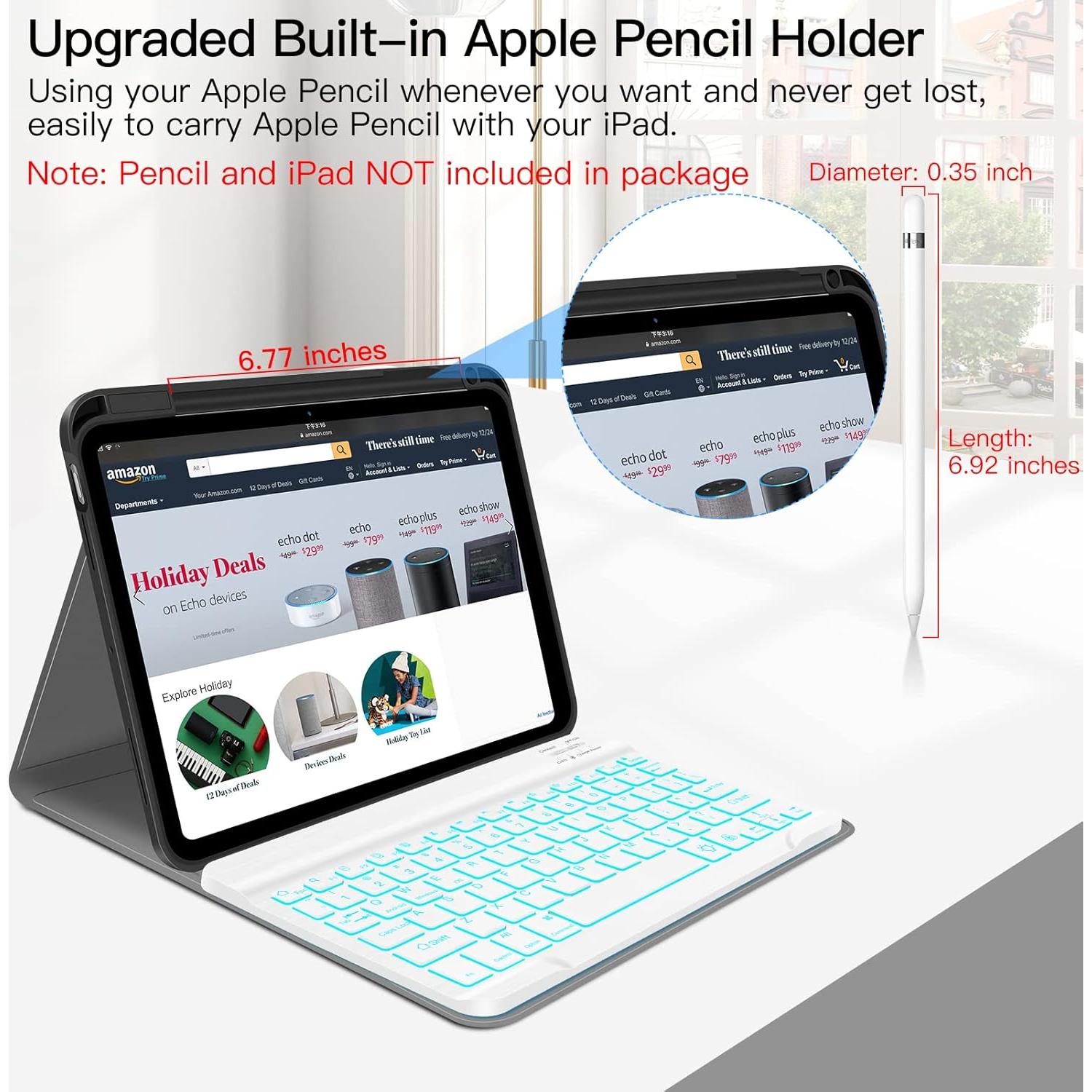 Funda con Teclado Inalámbrico JUQITECH para iPad 11" y 10.9"