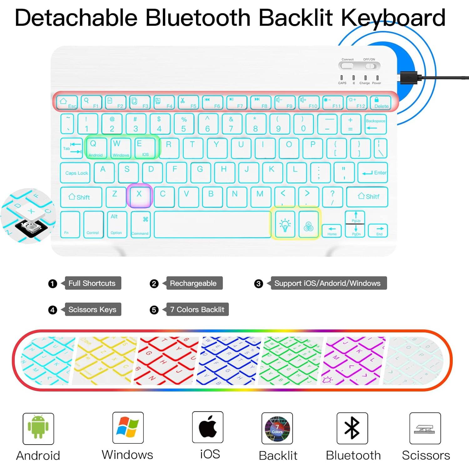 Funda con Teclado Inalámbrico JUQITECH para iPad 11" y 10.9"