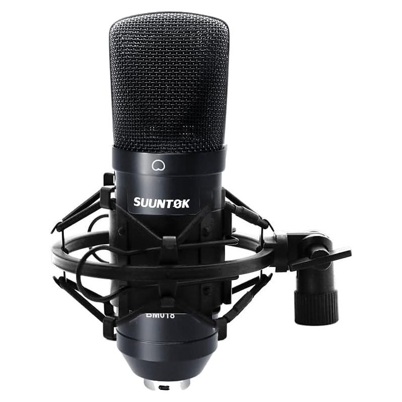 XLR Condenser Microphone Recording Microphone for PC Computer Home Studio Cardioid Podcast Mic Kit for Streaming, ASMR, YouTube, Voice-Over, Gaming, Vocal (Black)