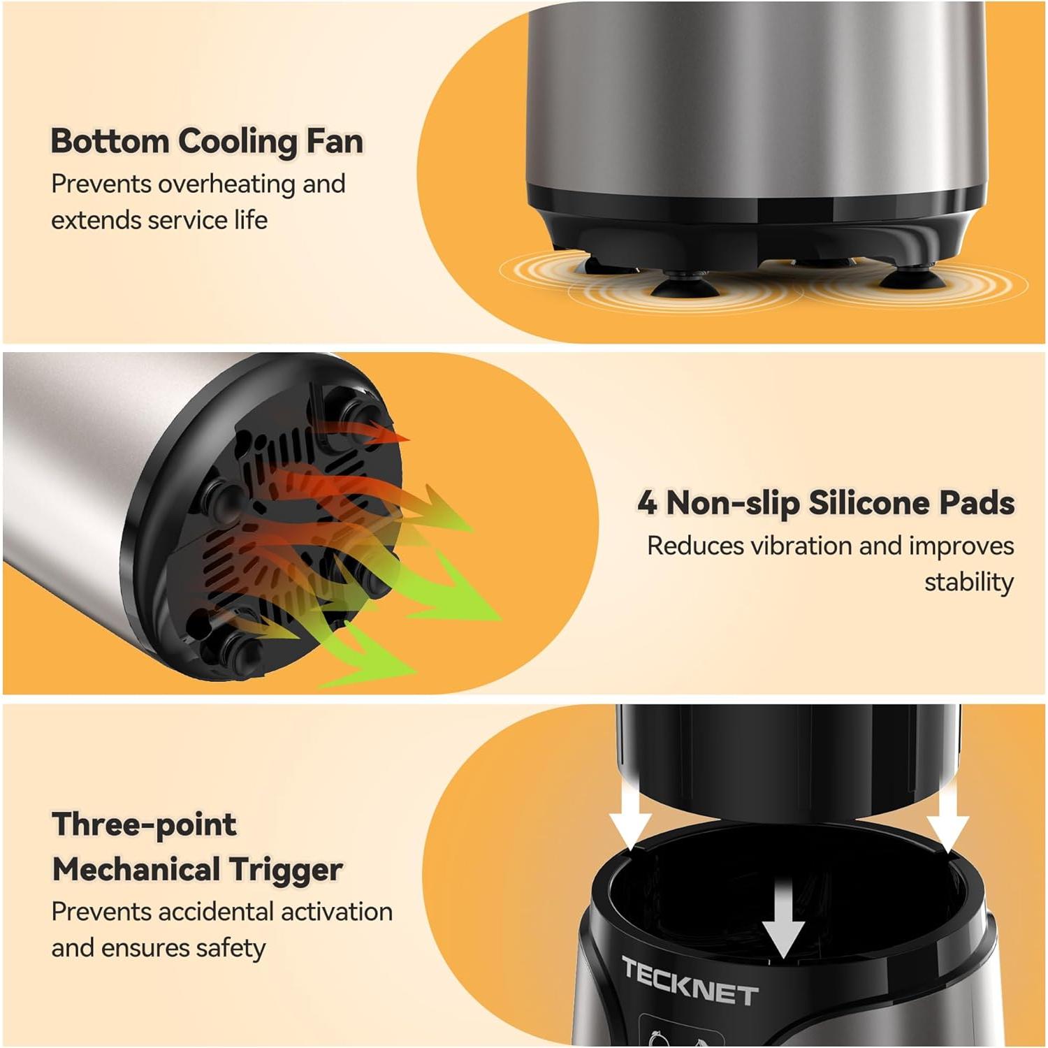 Licuadora Personal TECKNET 1000W con 2 Tazas 500ml y 150ml