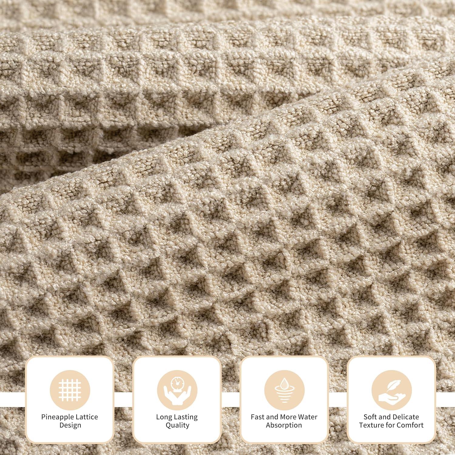 Conjunto de Toallas de Baño Microfibra Beige 3 Piezas 76x152 cm